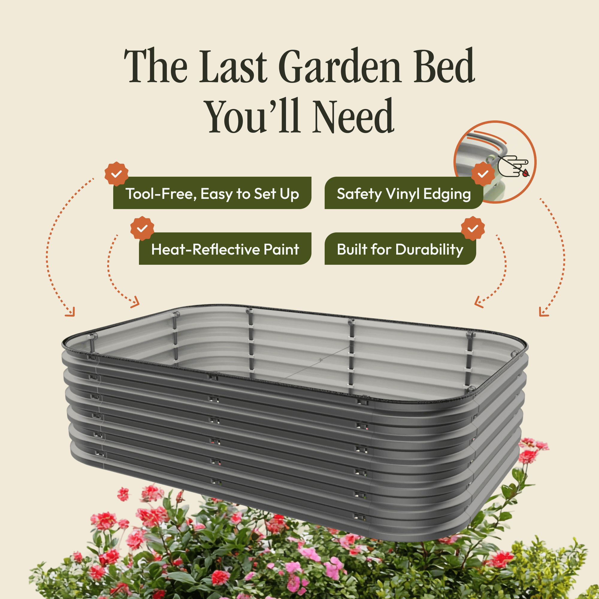 Go Rite 17" Tall 6 In 1 "No Tools Needed" Premium Metal Raised Garden Bed Kit Modern Gray | Heirloom Boulevard