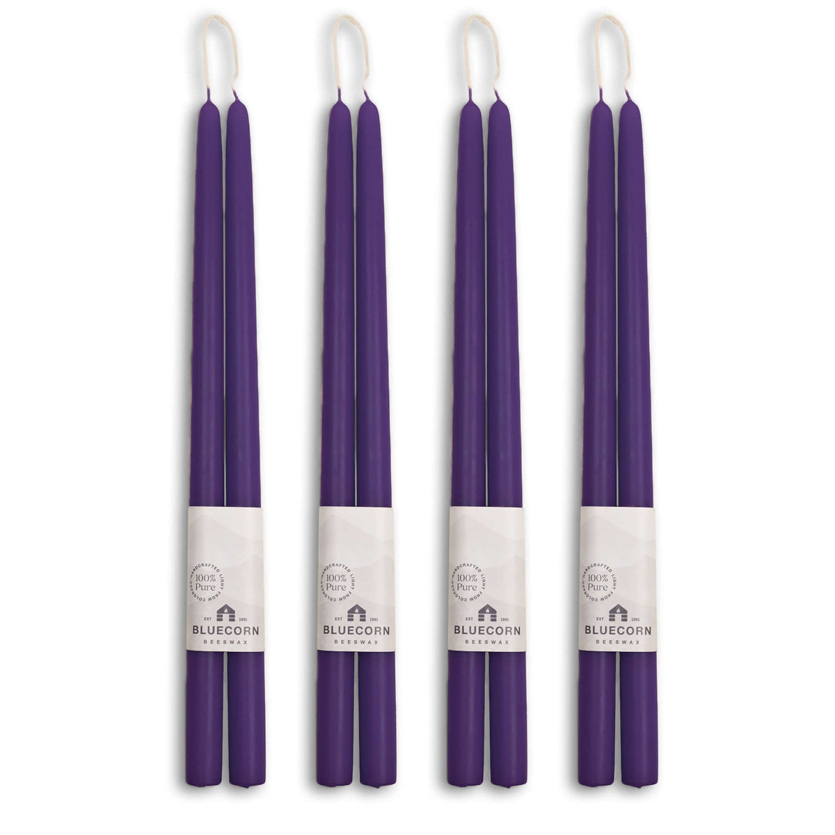 Hand-Dipped Beeswax Taper Candles - Bulk 4-Pair Bundle 16" Eggplant | Heirloom Boulevard