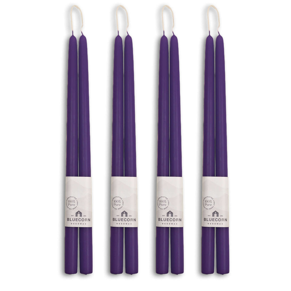 Hand-Dipped Beeswax Taper Candles - Bulk 4-Pair Bundle 16" Eggplant | Heirloom Boulevard