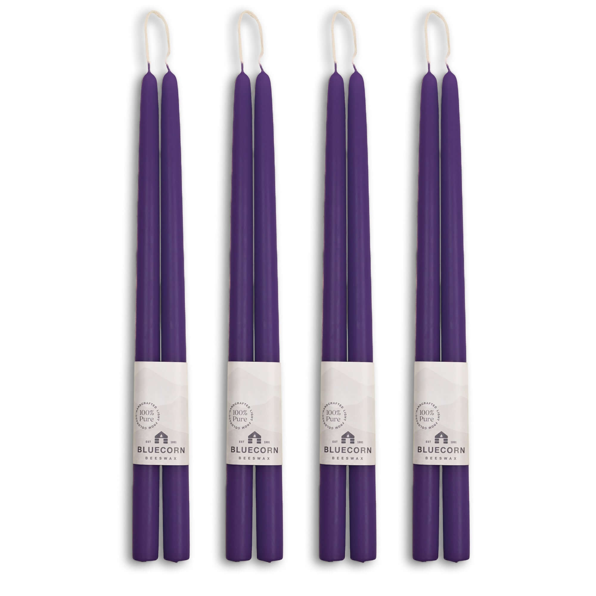 Hand-Dipped Beeswax Taper Candles - Bulk 4-Pair Bundle 16" Eggplant | Heirloom Boulevard