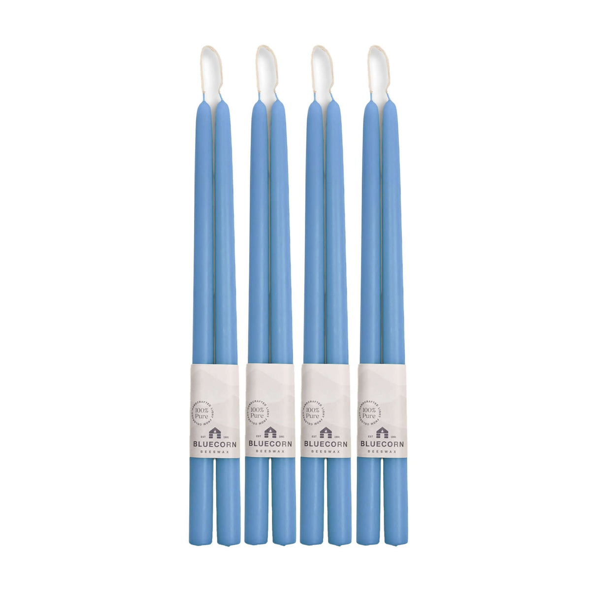 Hand-Dipped Beeswax Taper Candles - Bulk 4-Pair Bundle 16" Sky Blue | Heirloom Boulevard