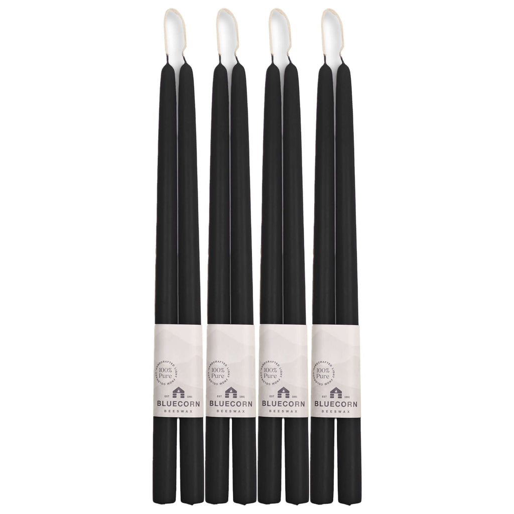 Hand-Dipped Beeswax Taper Candles - Bulk 4-Pair Bundle 16" Black | Heirloom Boulevard