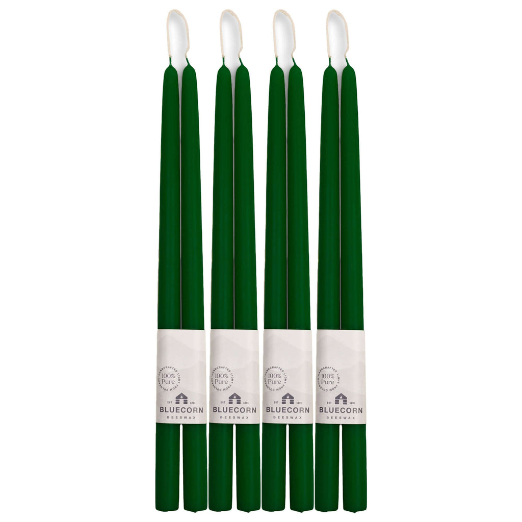 Hand-Dipped Beeswax Taper Candles - Bulk 4-Pair Bundle 16" Moss | Heirloom Boulevard