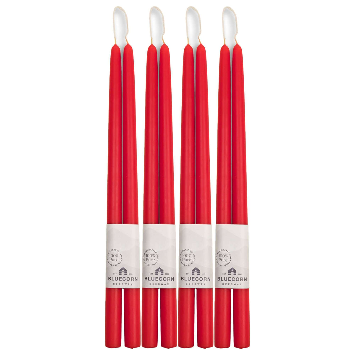 Hand-Dipped Beeswax Taper Candles - Bulk 4-Pair Bundle 16" Red | Heirloom Boulevard