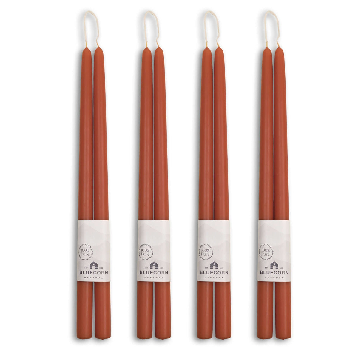 Hand-Dipped Beeswax Taper Candles - Bulk 4-Pair Bundle 16" Terracotta | Heirloom Boulevard