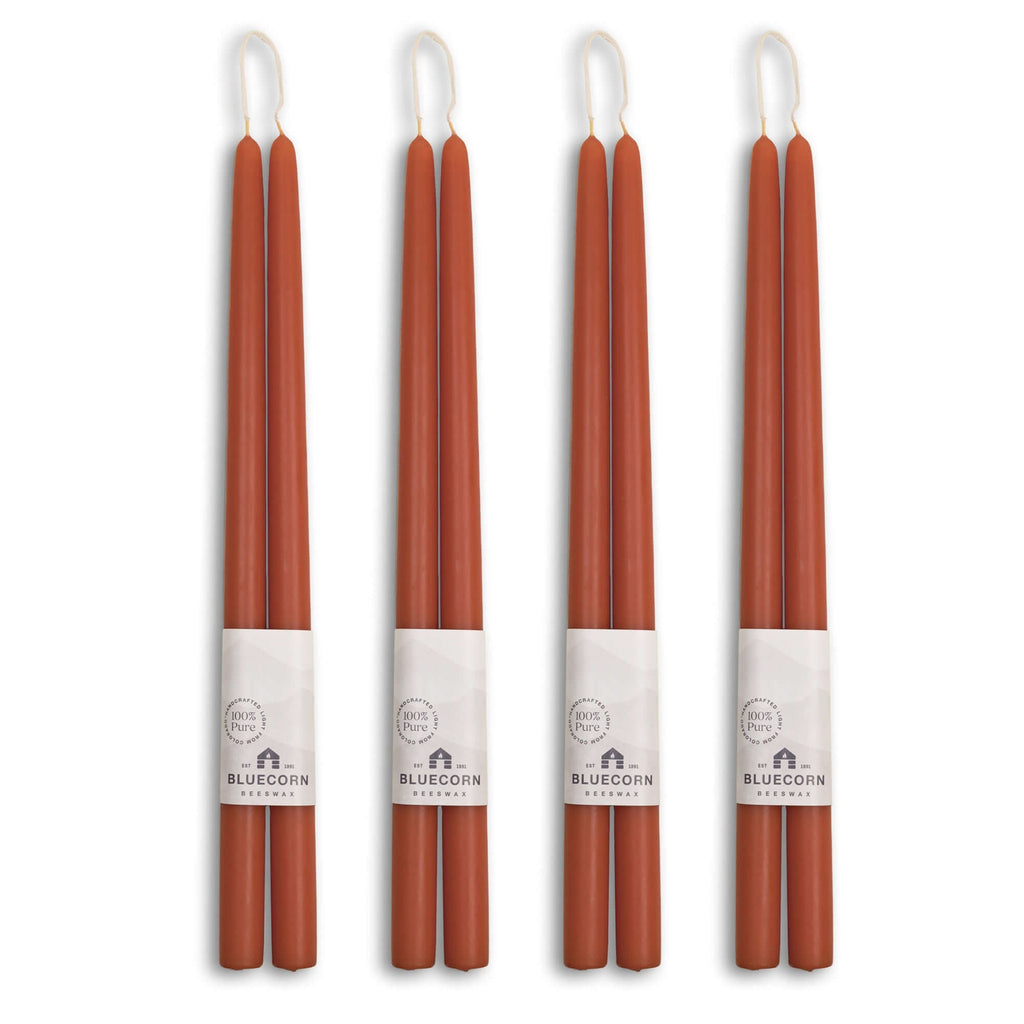 Hand-Dipped Beeswax Taper Candles - Bulk 4-Pair Bundle 16" Terracotta | Heirloom Boulevard
