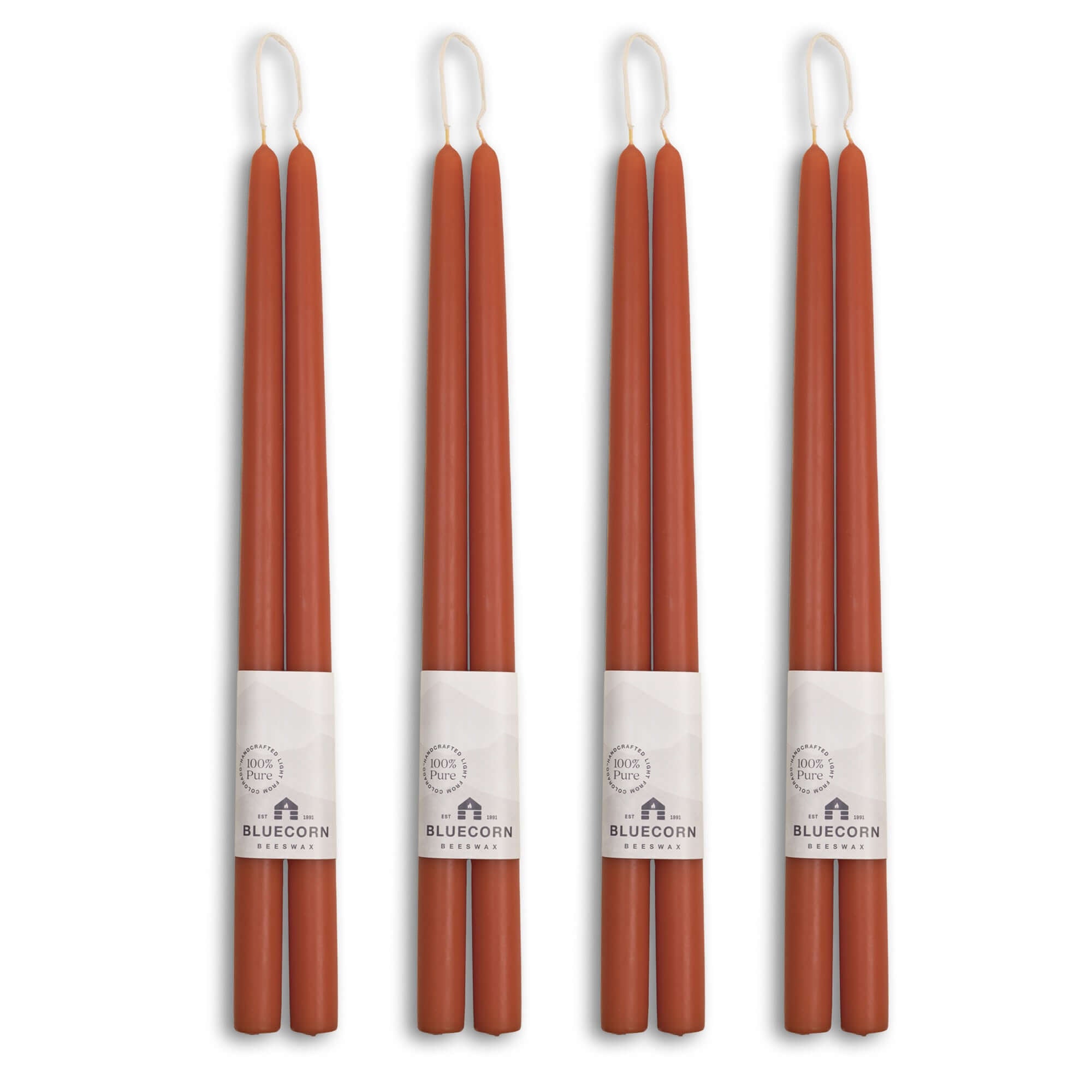 Hand-Dipped Beeswax Taper Candles - Bulk 4-Pair Bundle 16" Terracotta | Heirloom Boulevard