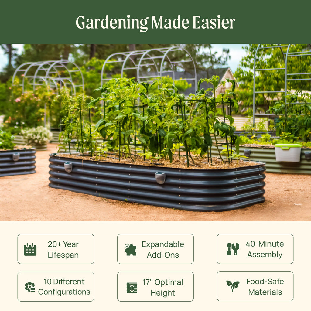 Vego Garden 17" Tall 10 In 1 Jumbo Modular Metal Raised Garden Bed Kit | Heirloom Boulevard