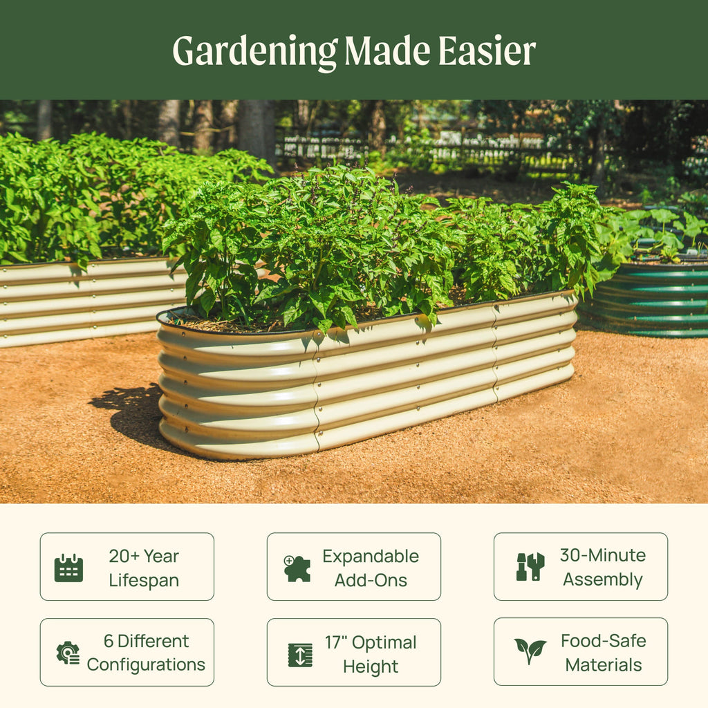 Vego Garden 17" Tall 6 In 1 Medium Modular Metal Raised Garden Bed Kit | Heirloom Boulevard