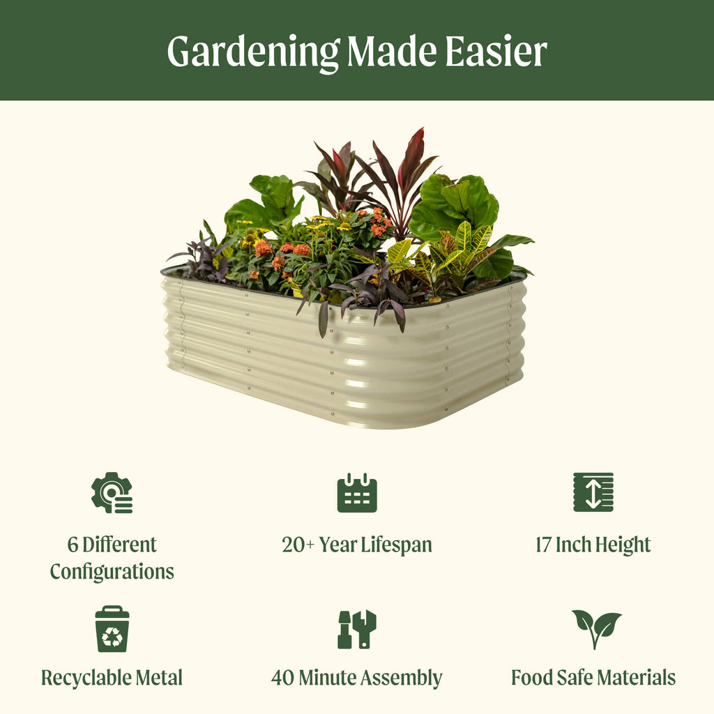 Vego Garden 17" Tall 6 In 1 Medium Modular Metal Raised Garden Bed Kit | Heirloom Boulevard