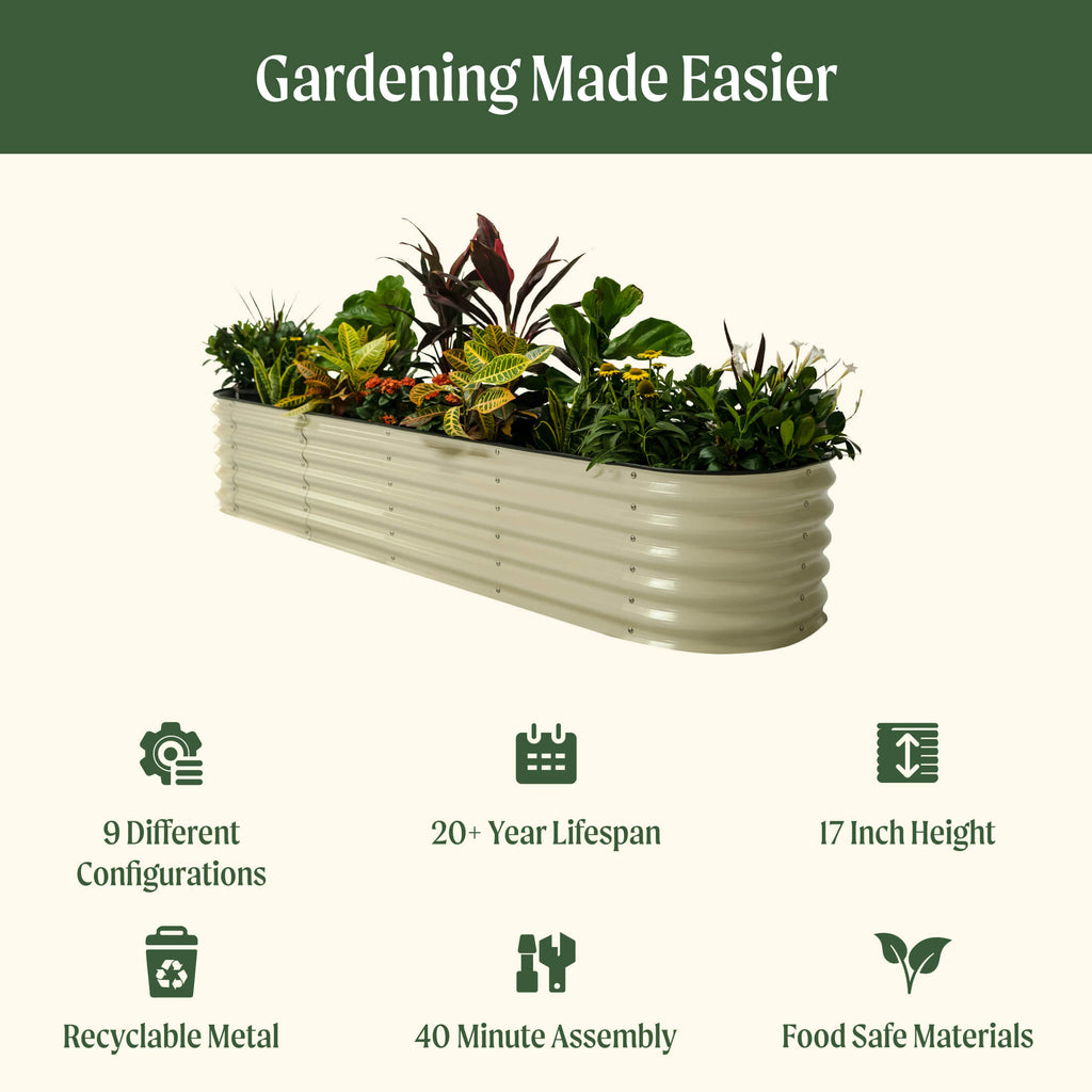 Vego Garden 17" Tall 9 In 1 Large Modular Metal Raised Garden Bed Kit | Heirloom Boulevard