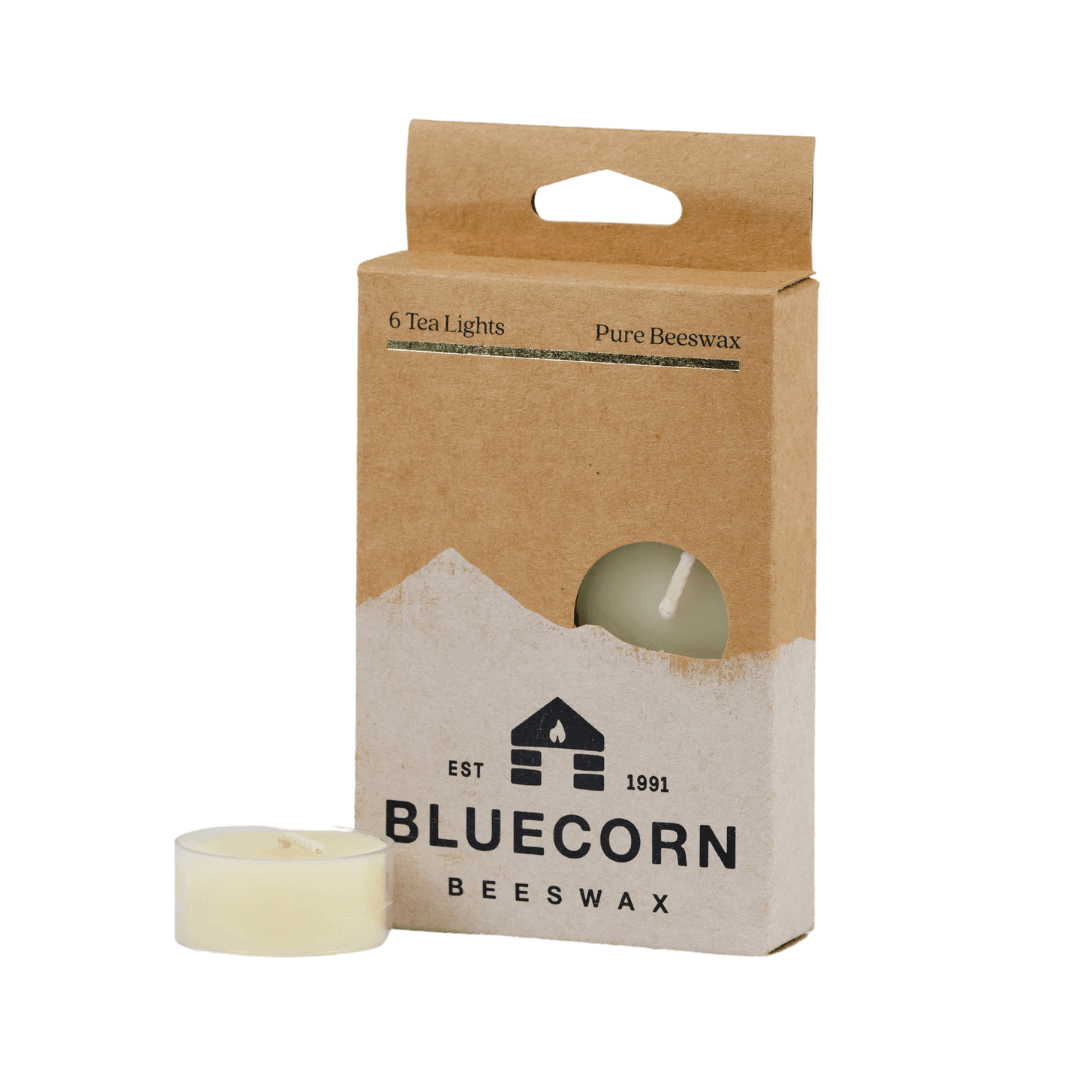 Bluecorn Candles Pure Beeswax Tea Light Candles 6-Pack Ivory Clear | Heirloom Boulevard