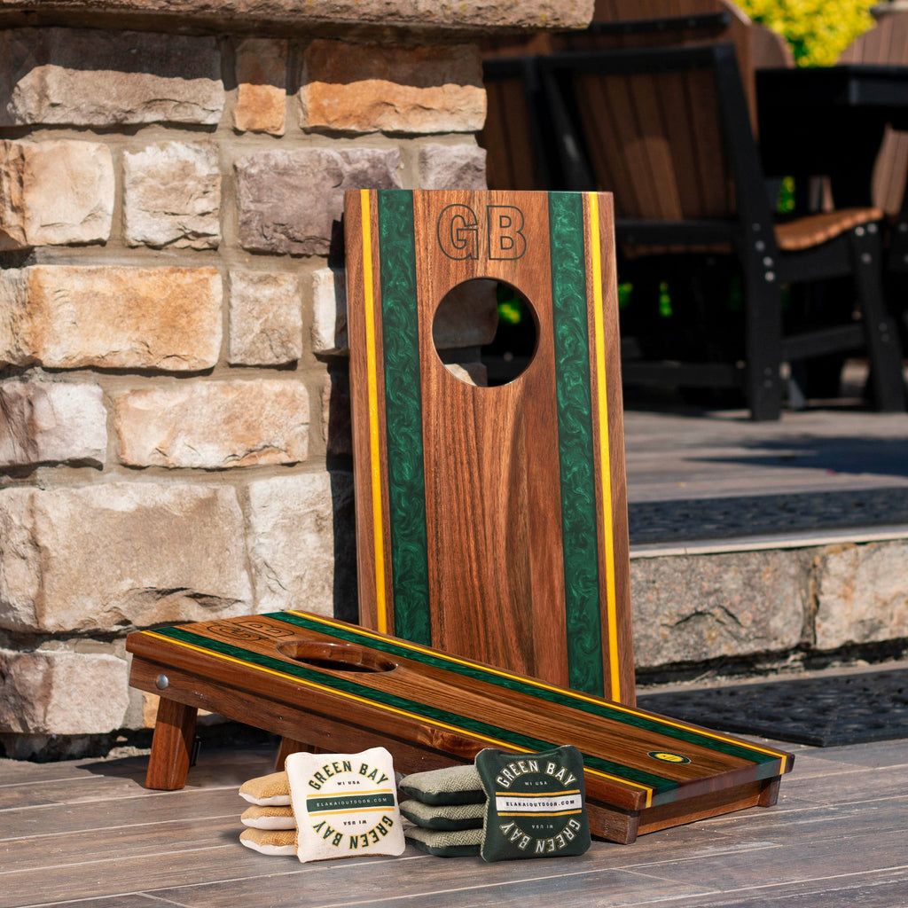 Elakai 1ft x 2ft Gameday Teams Epoxy Resin Wood Compact Travel Cornhole Board Set | Heirloom Boulevard