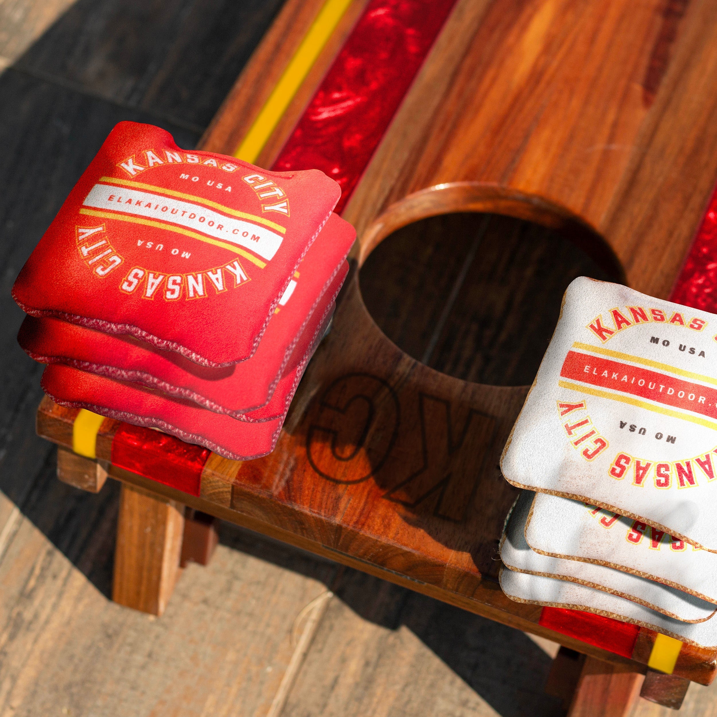 Elakai 1ft x 2ft Gameday Teams Epoxy Resin Wood Compact Travel Cornhole Board Set | Heirloom Boulevard