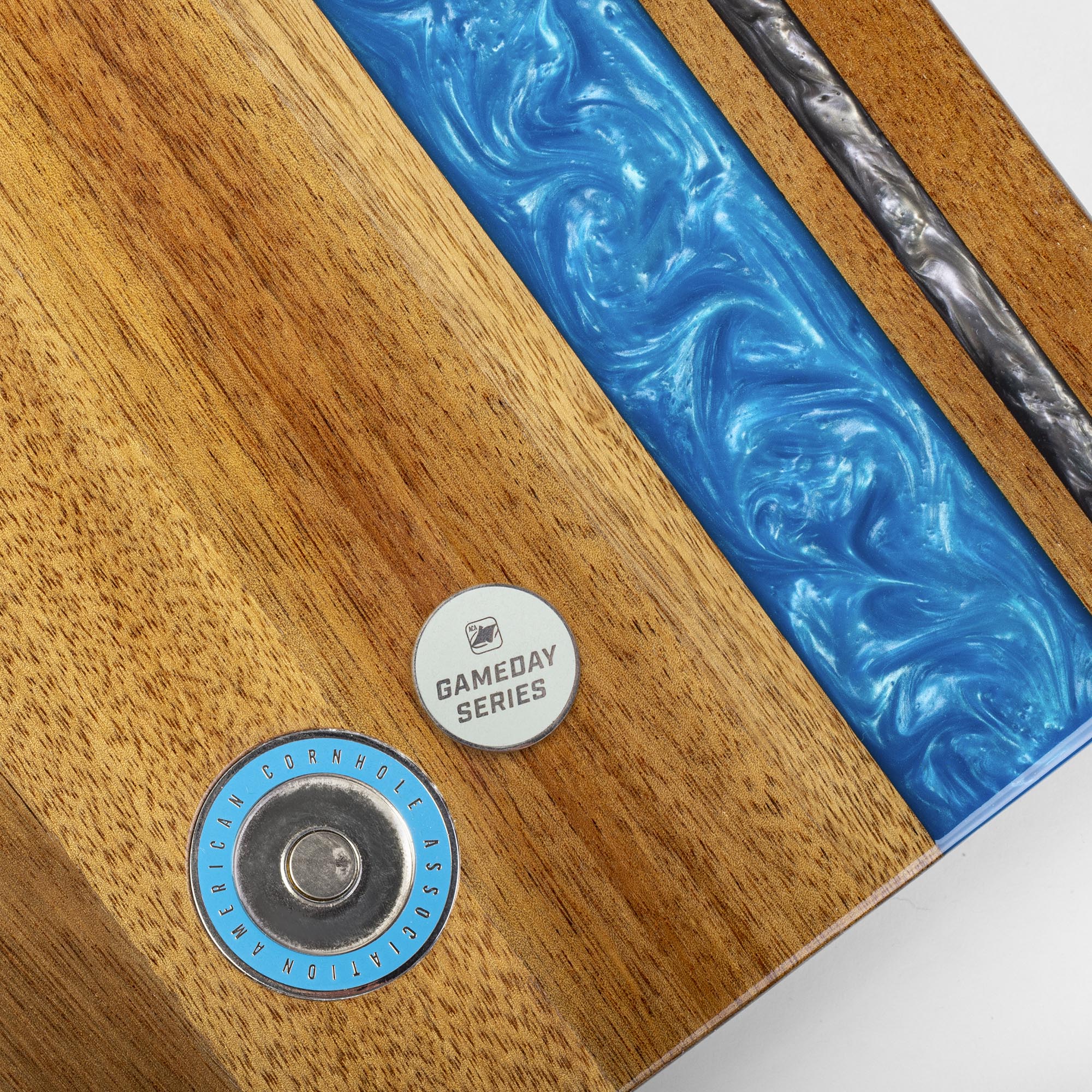 Elakai 1ft x 2ft Gameday Teams Epoxy Resin Wood Compact Travel Cornhole Board Set | Heirloom Boulevard