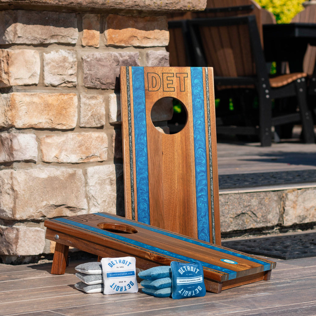Elakai 1ft x 2ft Gameday Teams Epoxy Resin Wood Compact Travel Cornhole Board Set | Heirloom Boulevard