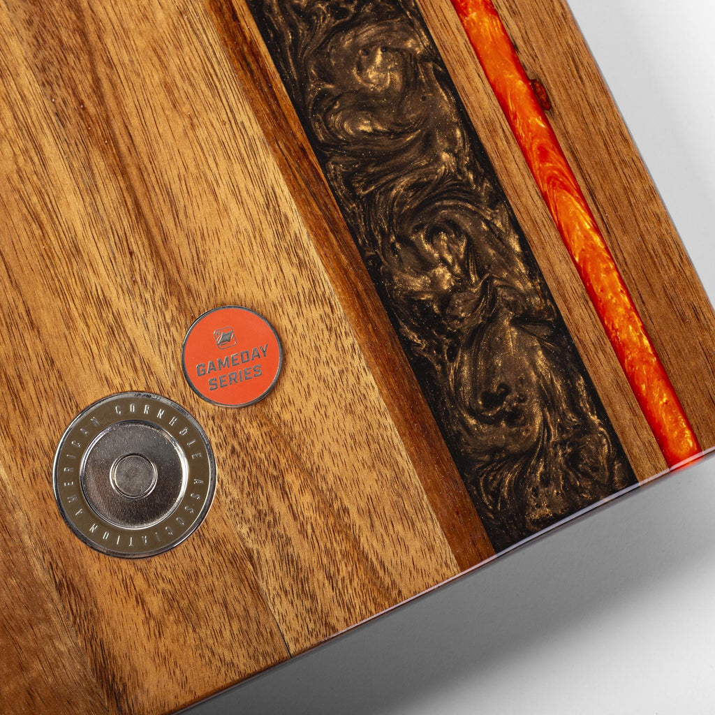 Elakai 1ft x 2ft Gameday Teams Epoxy Resin Wood Compact Travel Cornhole Board Set | Heirloom Boulevard