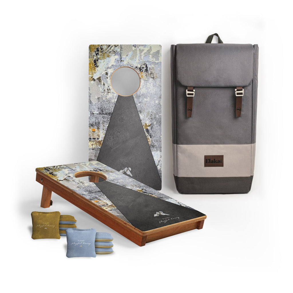 1ft x 2ft Graphic Travel Cornhole Set | Modern Play Collection Urban Concrete | Heirloom Boulevard