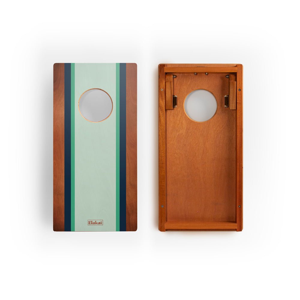 Elakai 1ft x 2ft Graphic Wood Travel Cornhole Set | Classic Beach Stripes Collection | Heirloom Boulevard