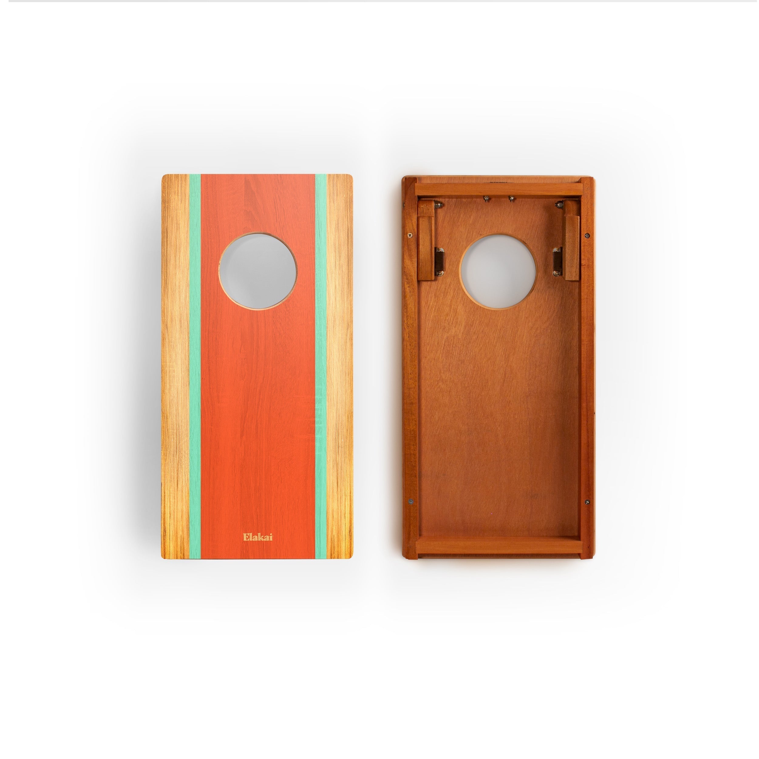 Elakai 1ft x 2ft Graphic Wood Travel Cornhole Set | Classic Beach Stripes Collection | Heirloom Boulevard
