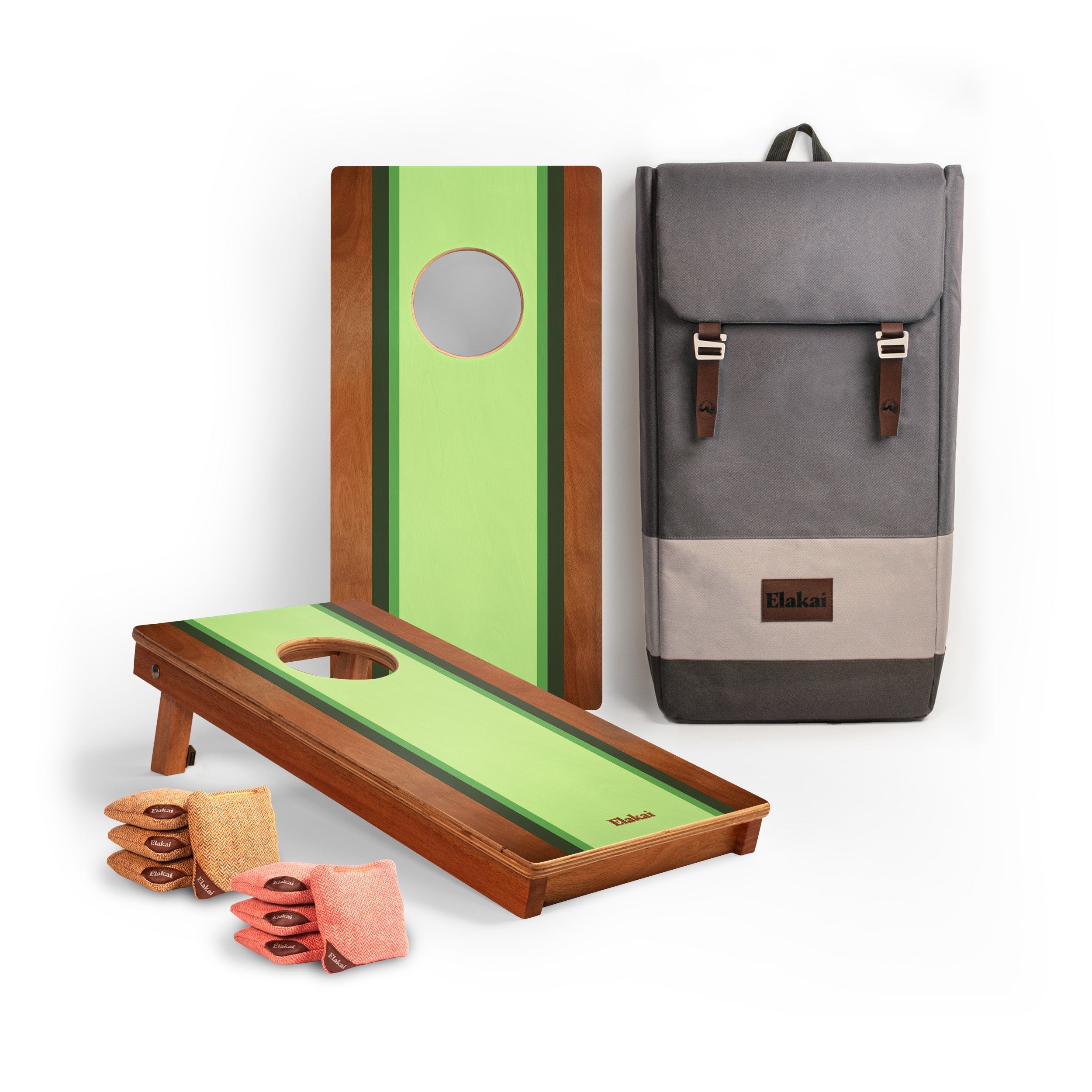 Elakai 1ft x 2ft Graphic Wood Travel Cornhole Set | Classic Beach Stripes Collection La Holla | Heirloom Boulevard