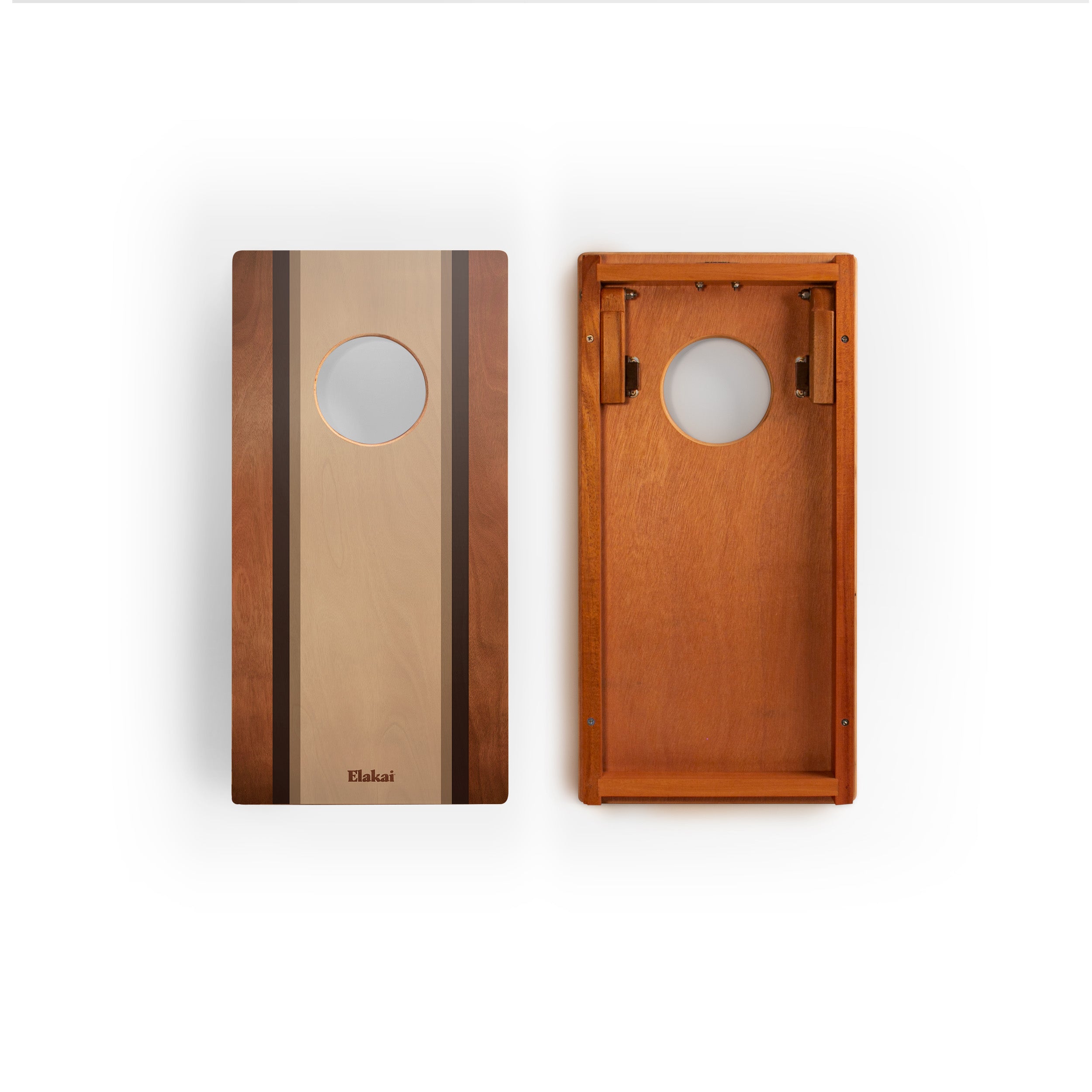 Elakai 1ft x 2ft Graphic Wood Travel Cornhole Set | Classic Beach Stripes Collection | Heirloom Boulevard