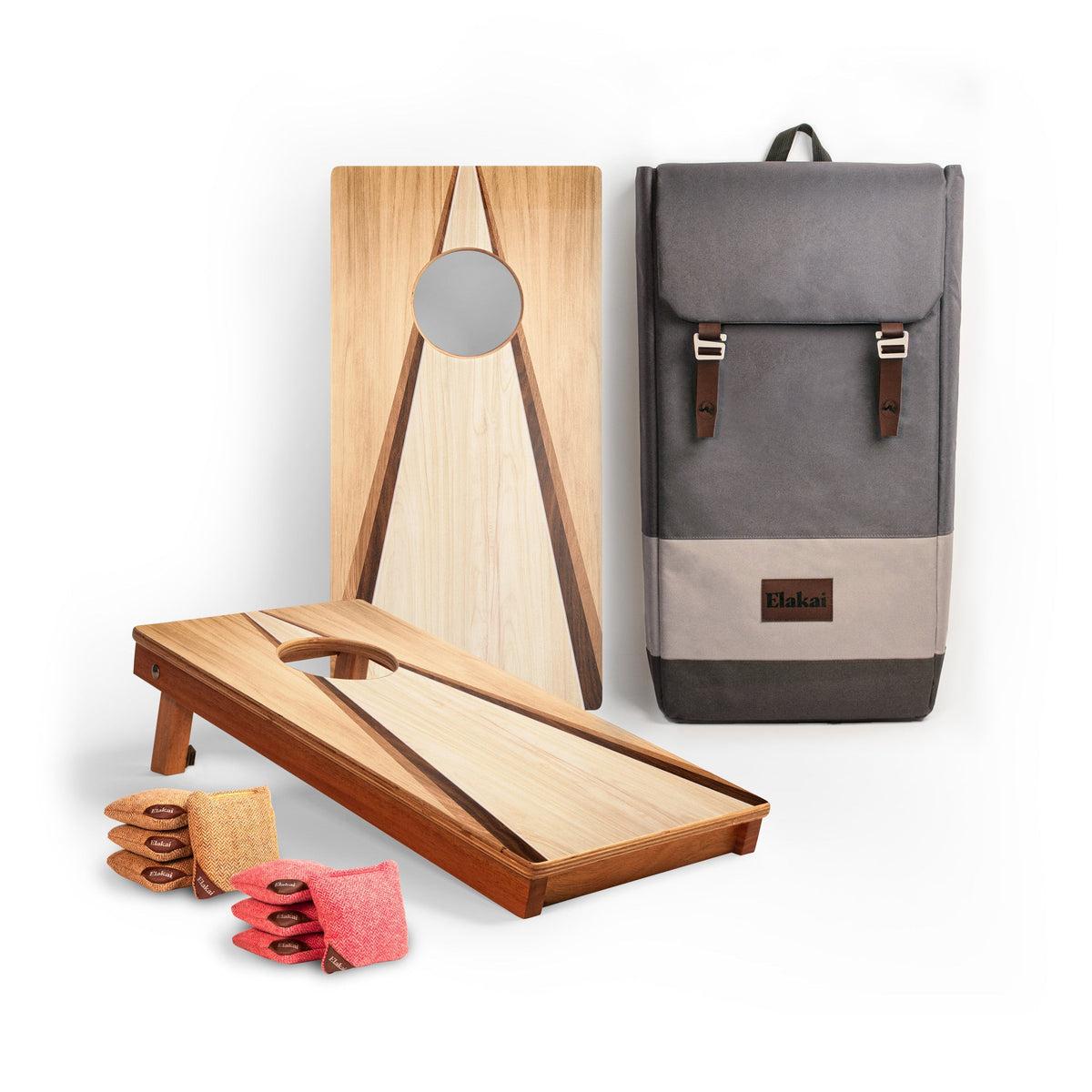 1ft x 2ft Graphic Wood Travel Cornhole Set | Classic Triangle Collection Retro Wood | Heirloom Boulevard