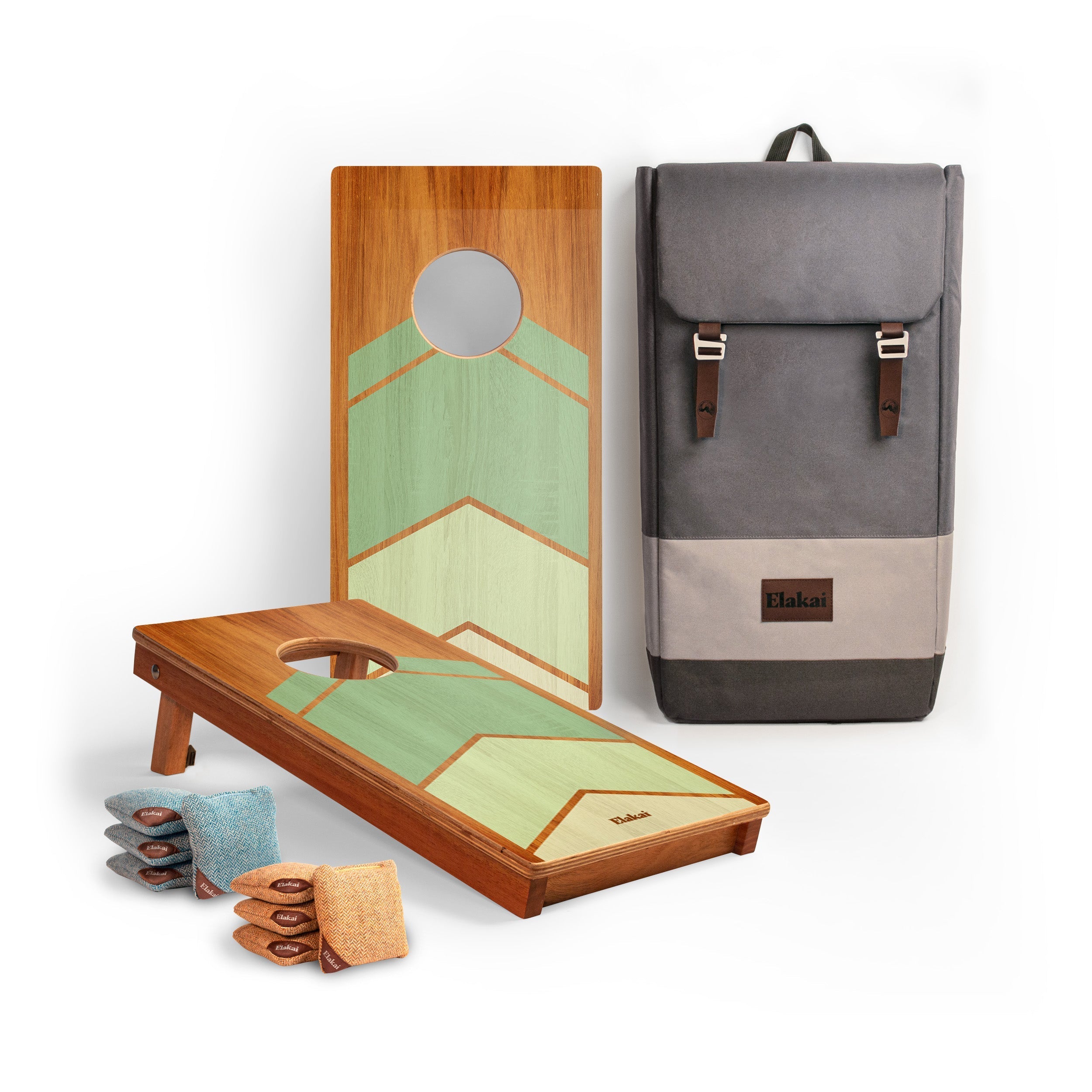 Elakai 1ft x 2ft Graphic Wood Travel Cornhole Set | Modern Angle Collection Rover Chevron | Heirloom Boulevard