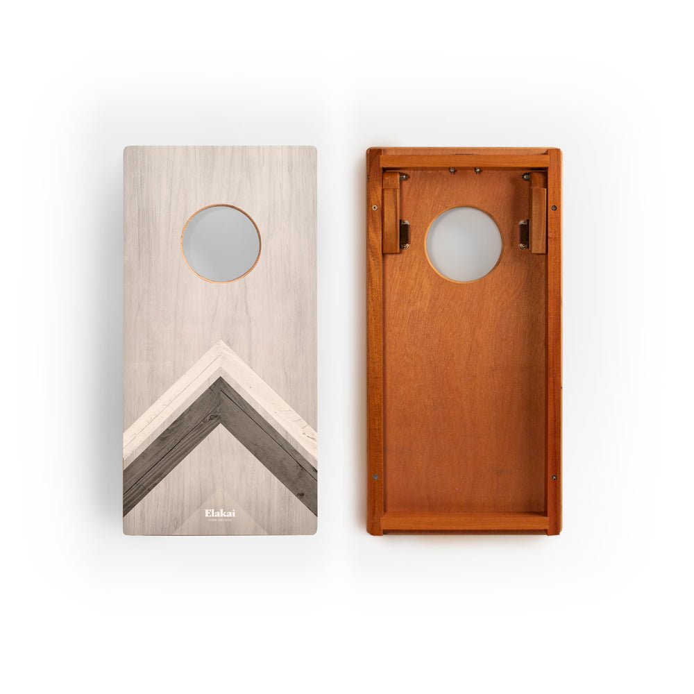Elakai 1ft x 2ft Graphic Wood Travel Cornhole Set | Modern Angle Collection | Heirloom Boulevard