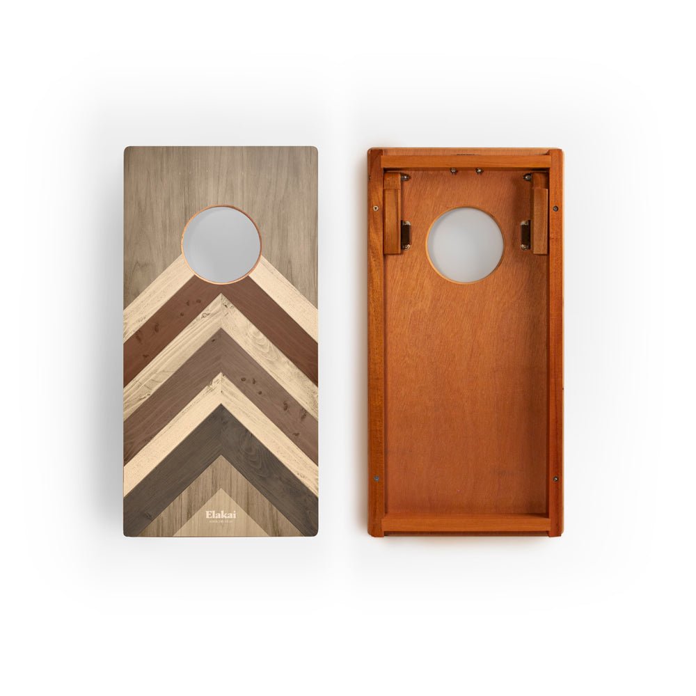 Elakai 1ft x 2ft Graphic Wood Travel Cornhole Set | Modern Angle Collection | Heirloom Boulevard