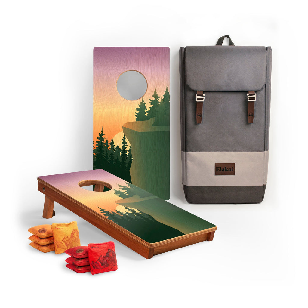 Elakai 1ft x 2ft Graphic Wood Travel Cornhole Set | National Parks Inspired Collection Cliff View | Heirloom Boulevard