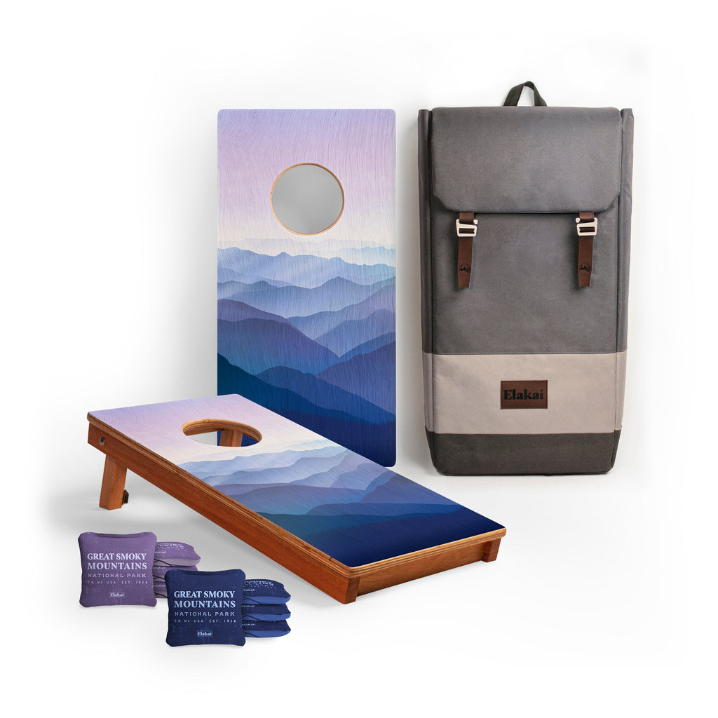 Elakai 1ft x 2ft Graphic Wood Travel Cornhole Set | National Parks Inspired Collection Great Smoky Mountains | Heirloom Boulevard