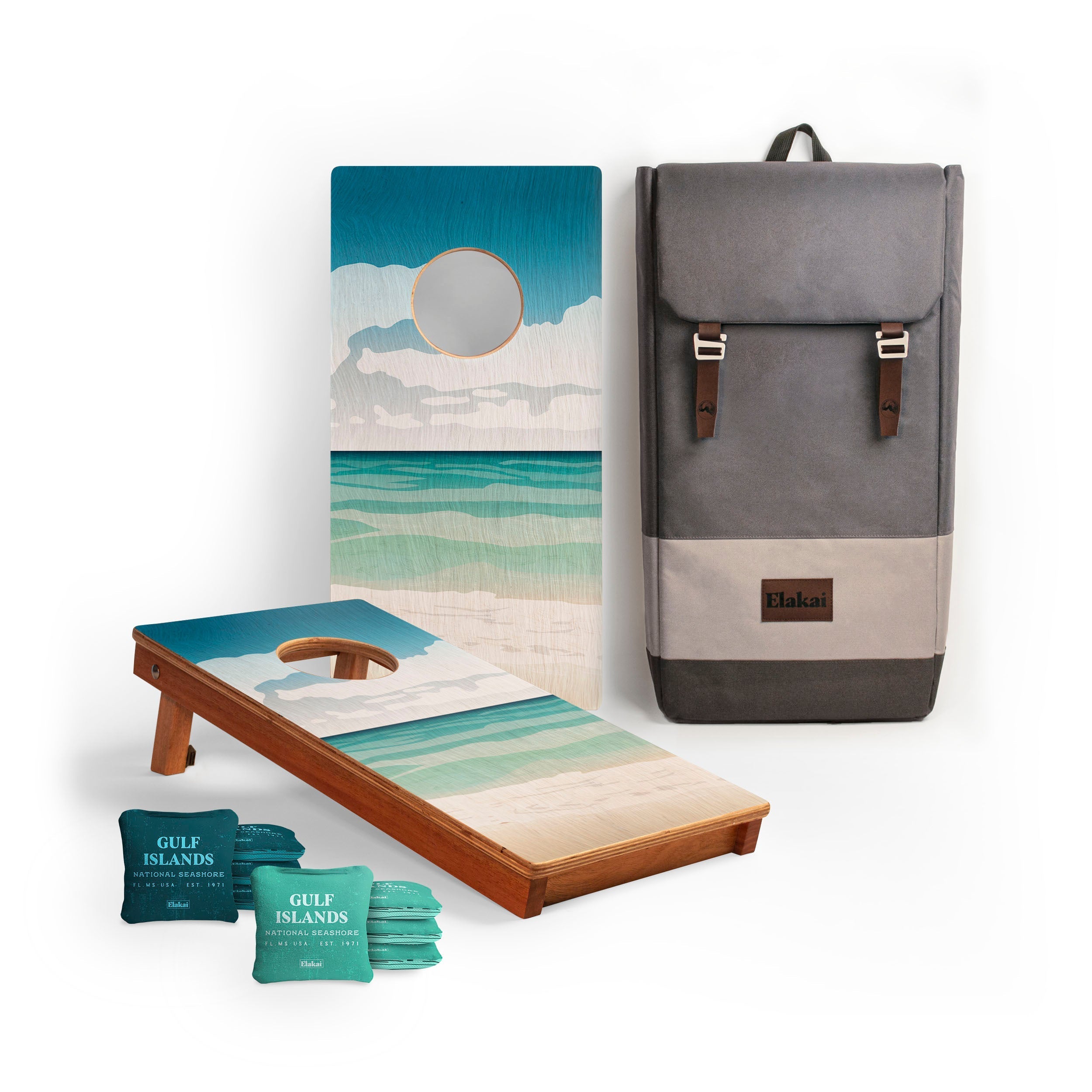 Elakai 1ft x 2ft Graphic Wood Travel Cornhole Set | National Parks Inspired Collection Gulf Islands | Heirloom Boulevard