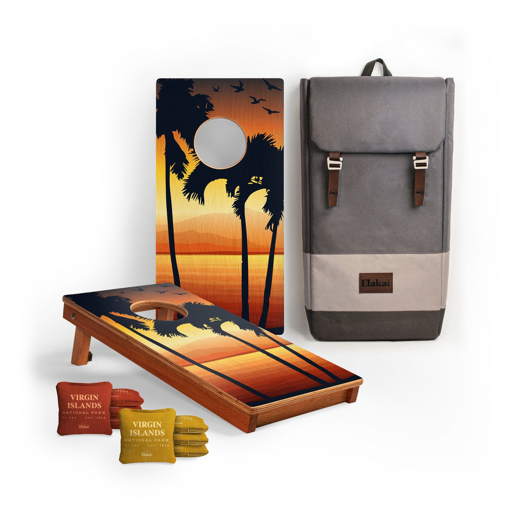 Elakai 1ft x 2ft Graphic Wood Travel Cornhole Set | National Parks Inspired Collection Virgin Islands | Heirloom Boulevard