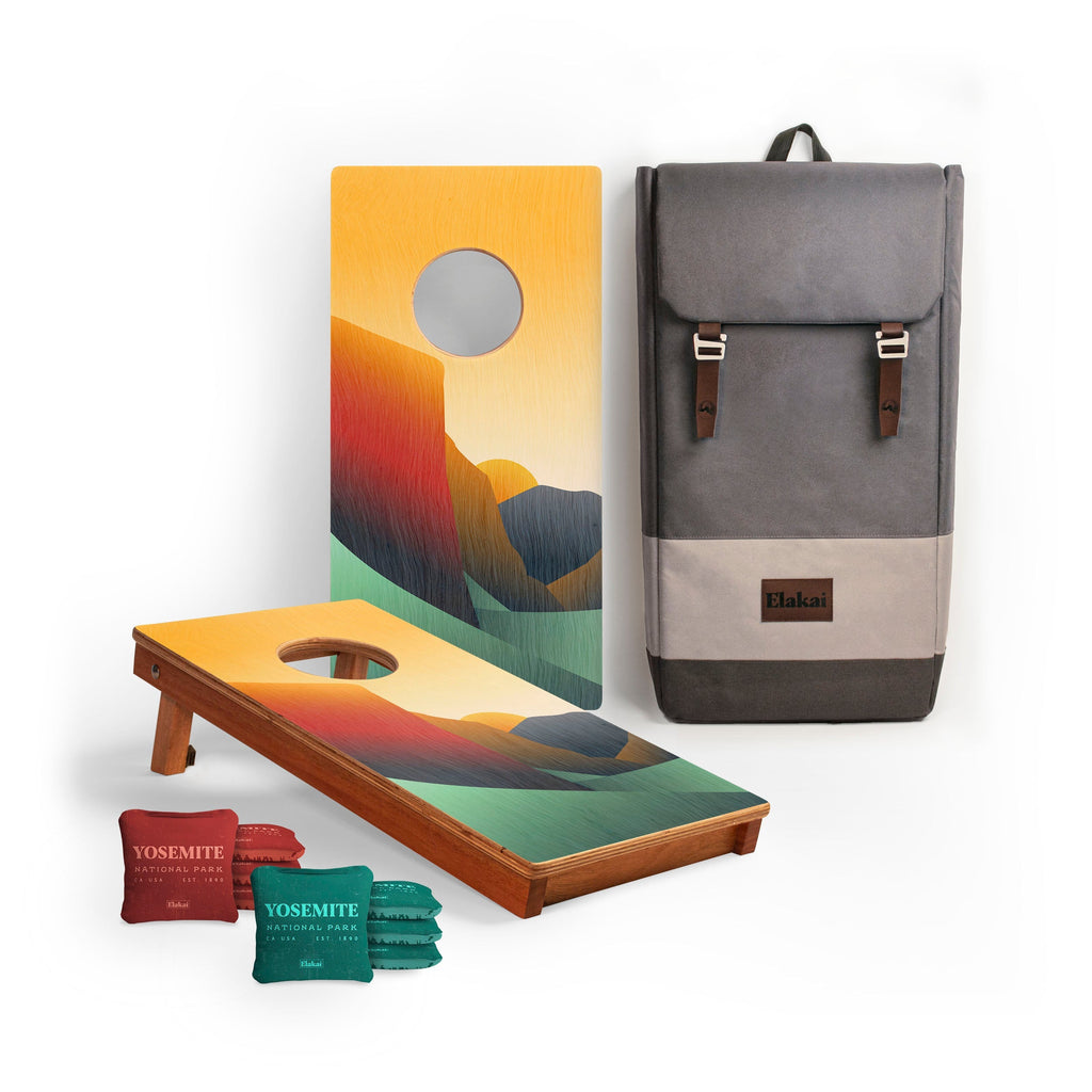 Elakai 1ft x 2ft Graphic Wood Travel Cornhole Set | National Parks Inspired Collection Yosemite | Heirloom Boulevard