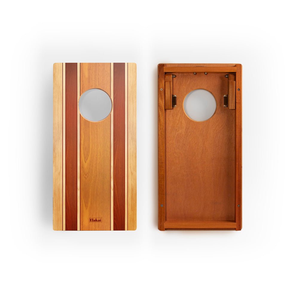 Elakai 1ft x 2ft Graphic Wood Travel Cornhole Set | Natural Surf Beach Collection | Heirloom Boulevard