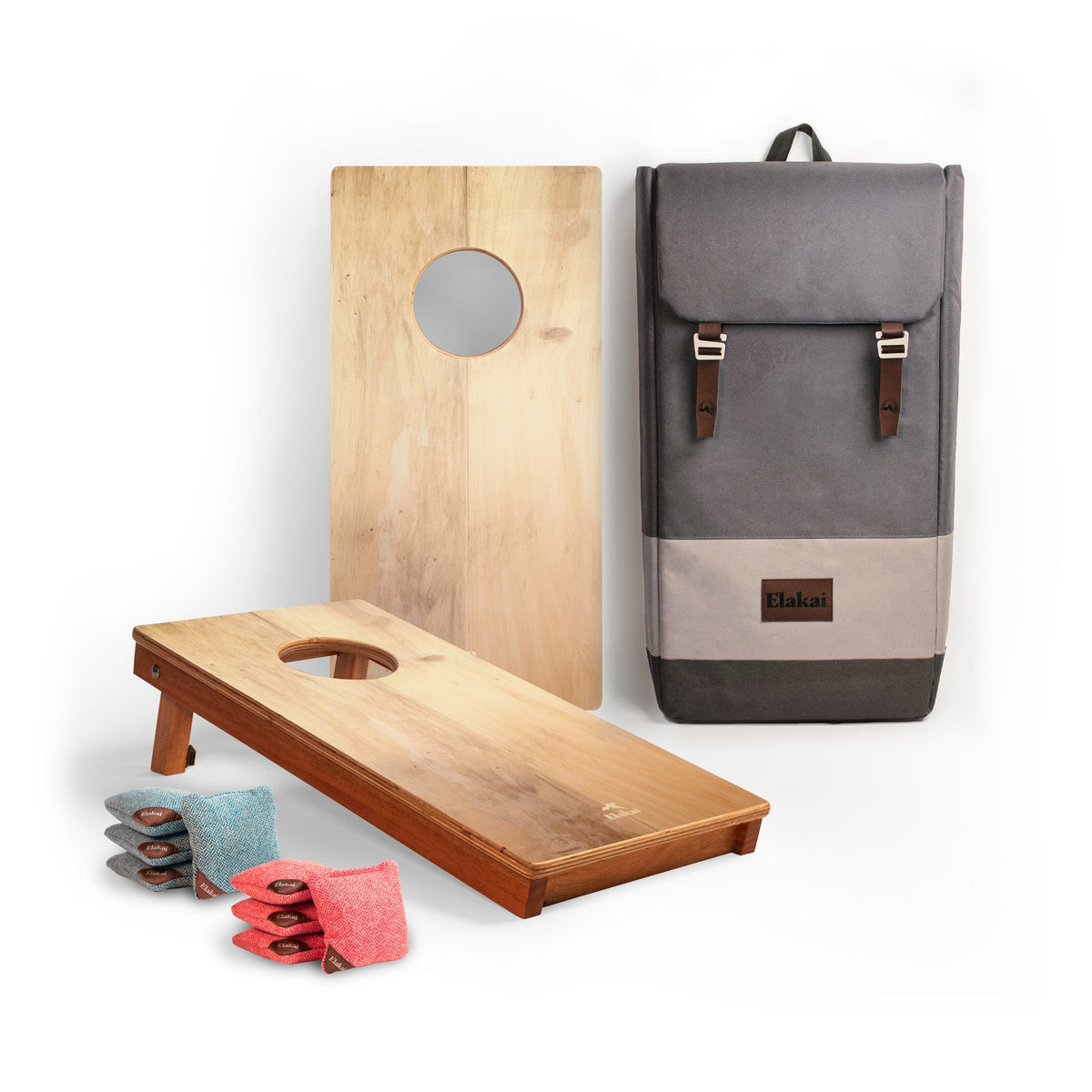 1ft x 2ft Graphic Wood Travel Cornhole Set | Organic Wood Pattern Collection light beachwood | Heirloom Boulevard