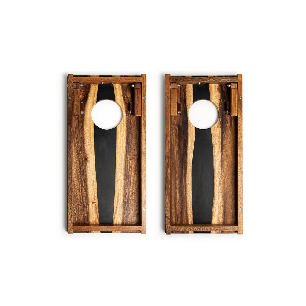 Elakai 1ft x 2ft Resin & Wood Travel Cornhole Set | Live Edge River Collection | Heirloom Boulevard