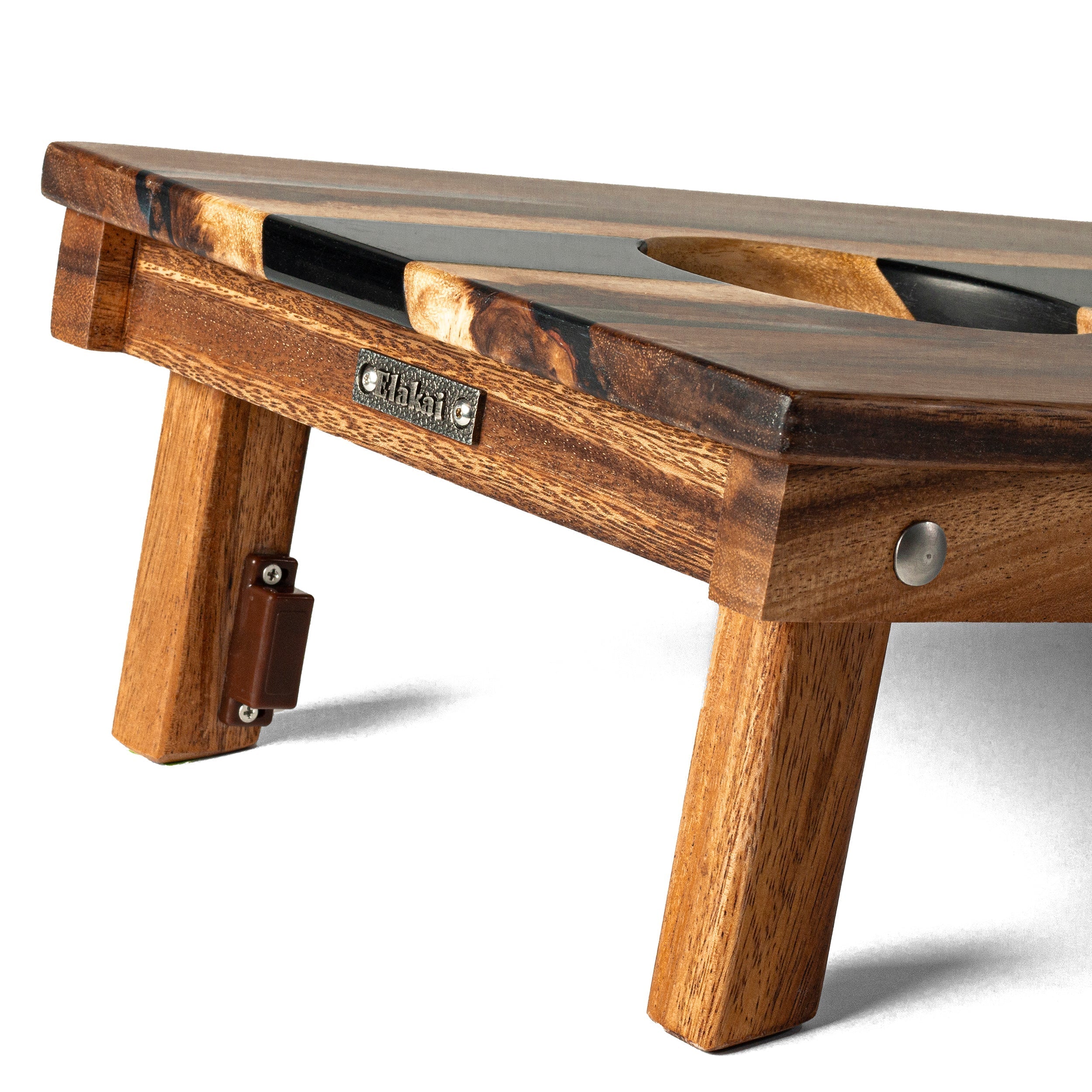 Elakai 1ft x 2ft Resin & Wood Travel Cornhole Set | Live Edge River Collection | Heirloom Boulevard