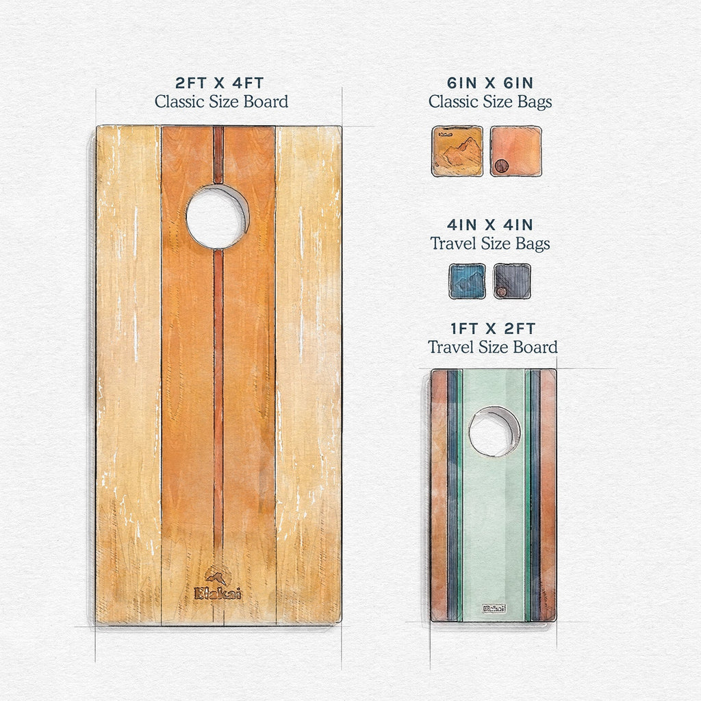 Elakai 1ft x 2ft Resin & Wood Travel Cornhole Set | Live Edge River Collection | Heirloom Boulevard