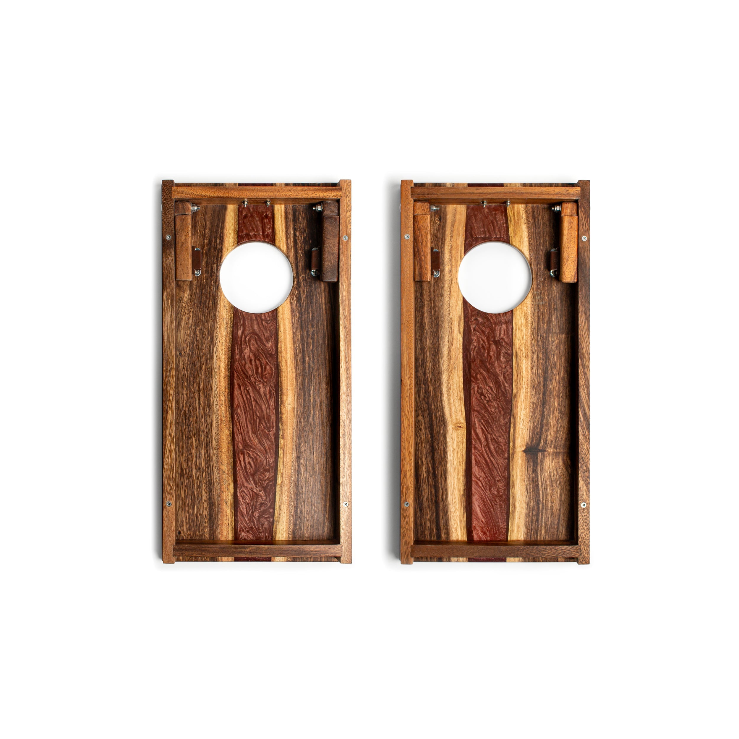Elakai 1ft x 2ft Resin & Wood Travel Cornhole Set | Live Edge River Collection | Heirloom Boulevard