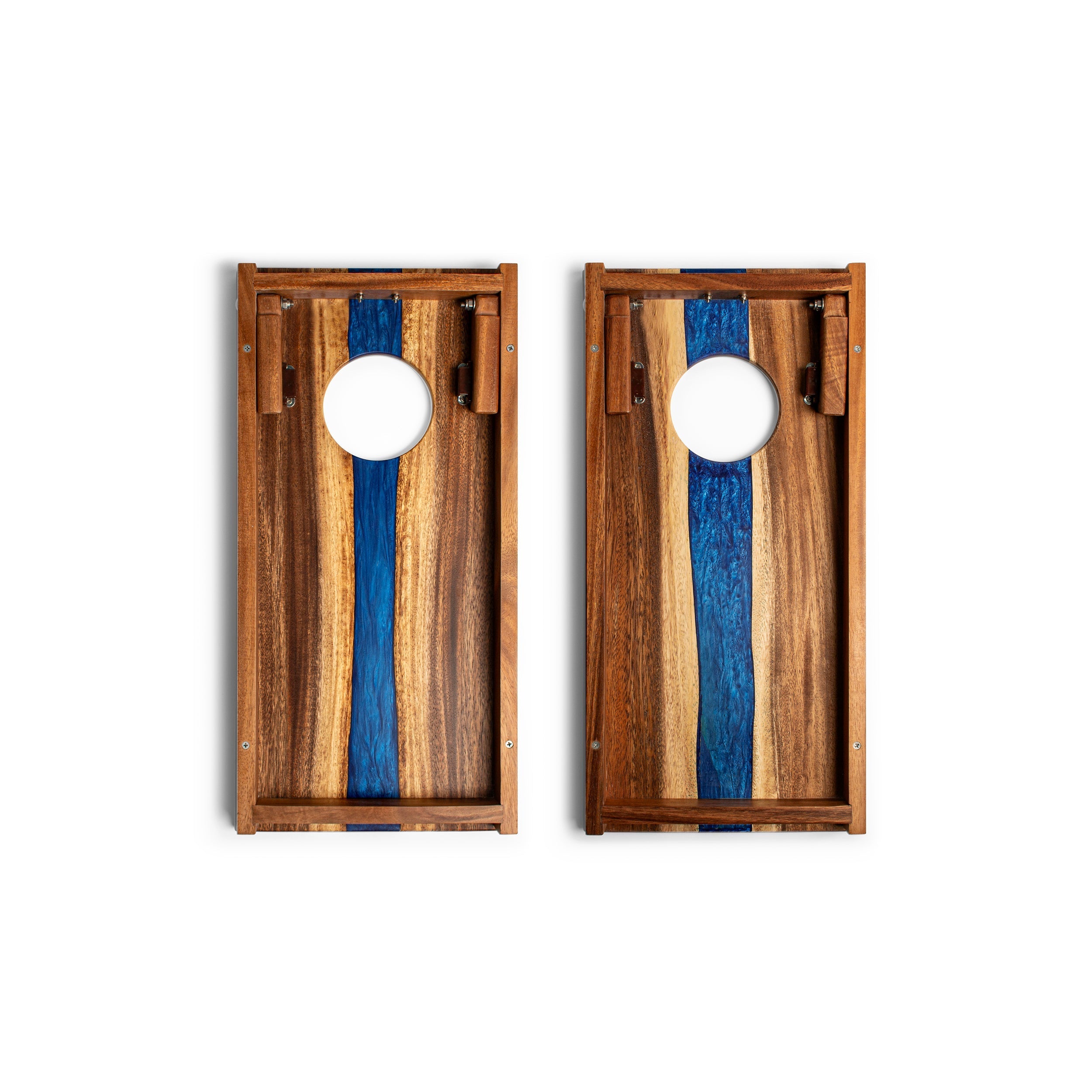 Elakai 1ft x 2ft Resin & Wood Travel Cornhole Set | Live Edge River Collection | Heirloom Boulevard