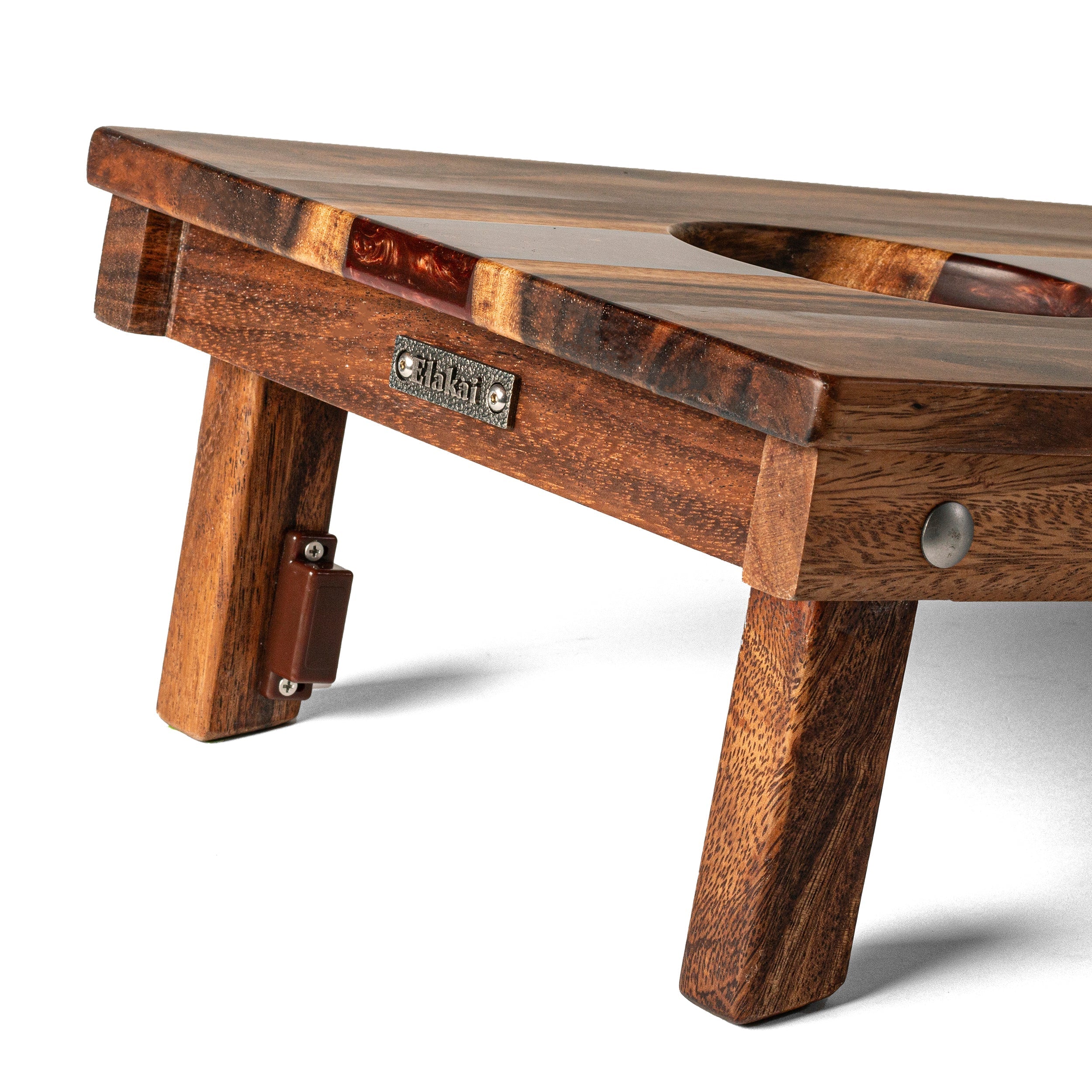 Elakai 1ft x 2ft Resin & Wood Travel Cornhole Set | Live Edge River Collection | Heirloom Boulevard