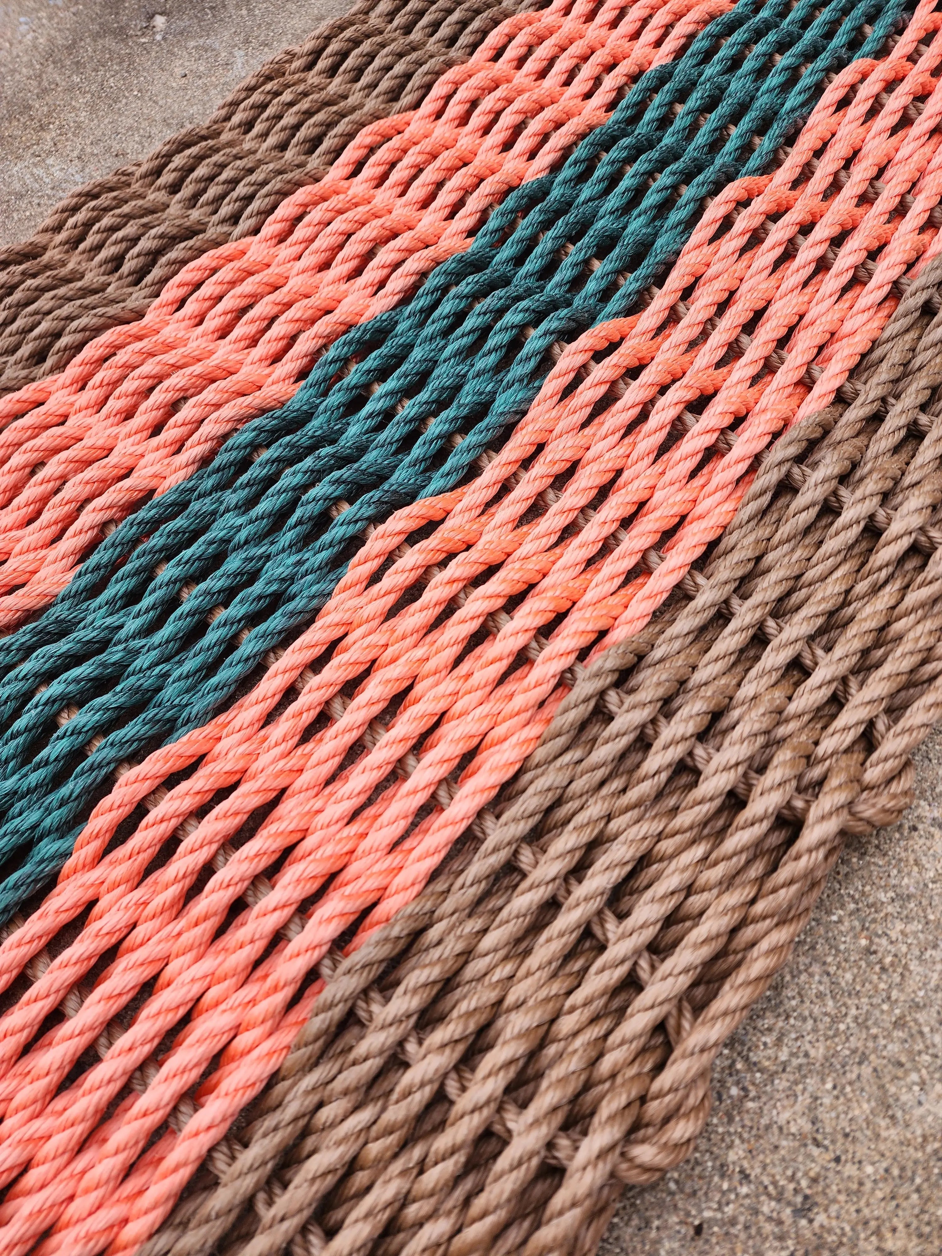 Brown, Orange, and Hunter Green Lobster Rope Door Mat