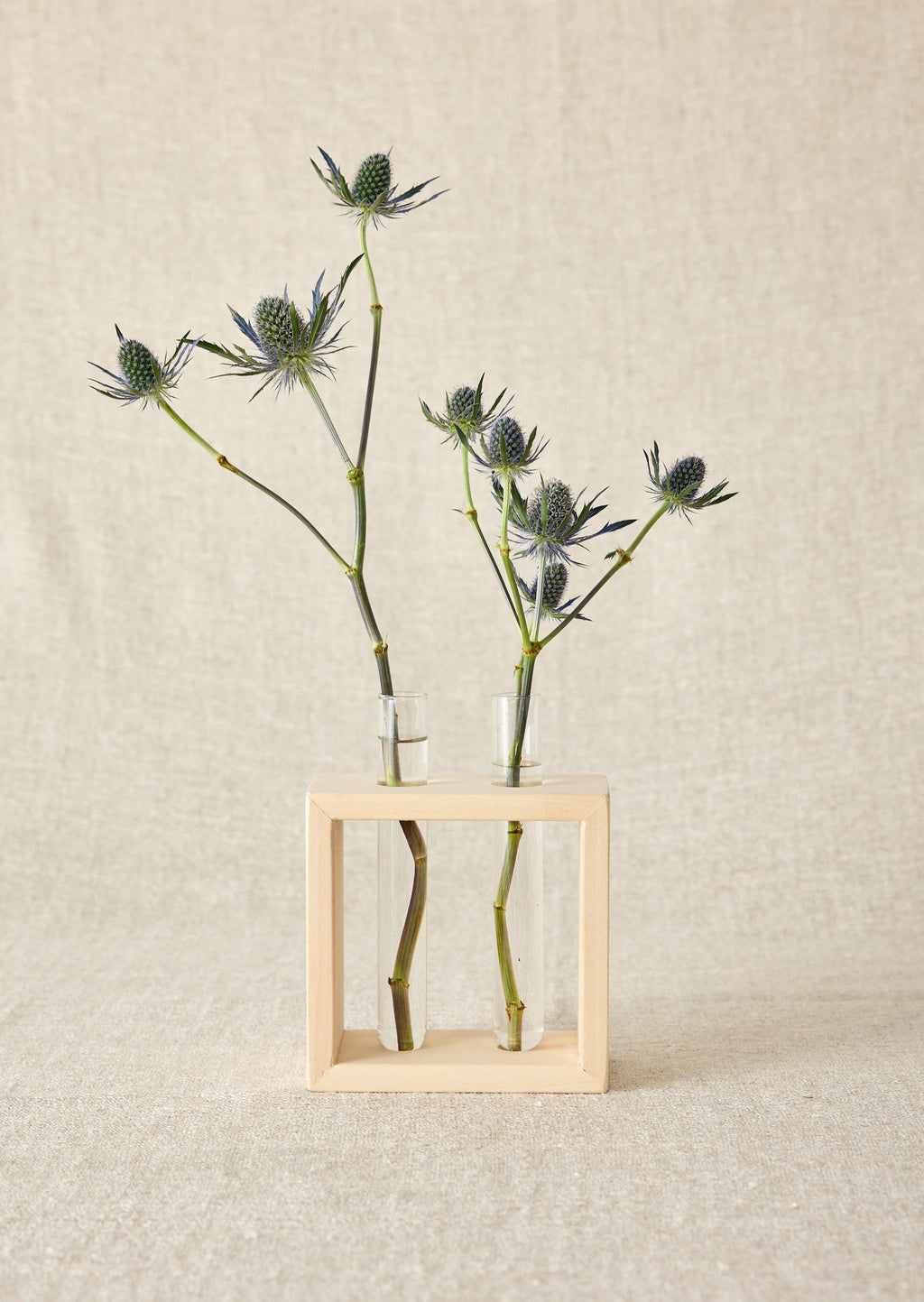 Wood Frame Flower Vase with Glass Tubes Kanju Interiors | Heirloom Boulevard