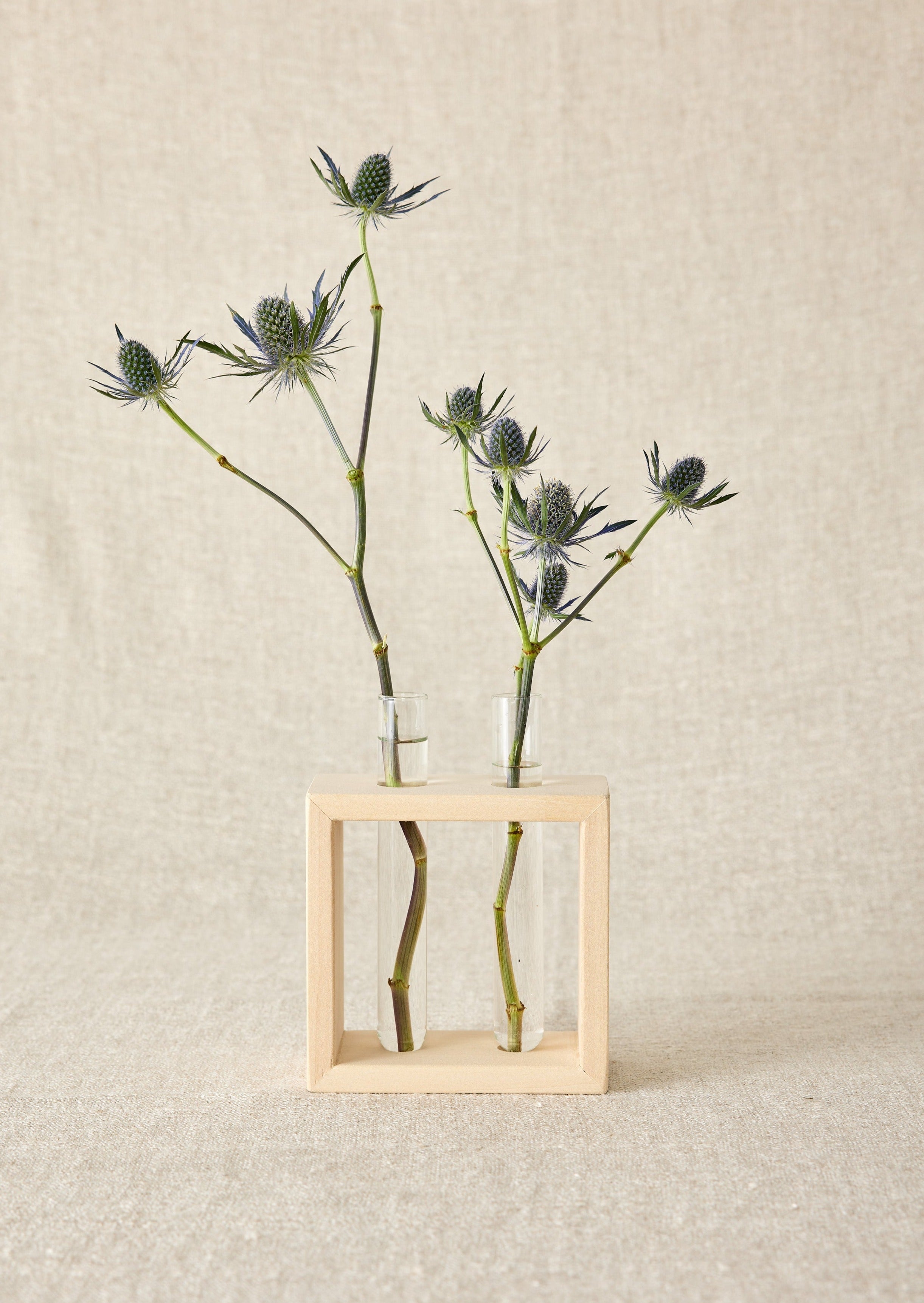 Wood Frame Flower Vase with Glass Tubes Kanju Interiors | Heirloom Boulevard