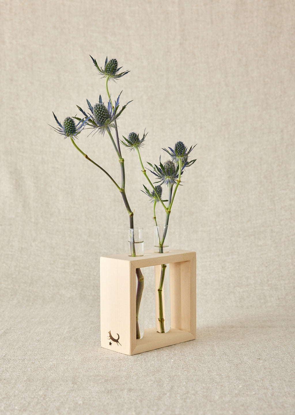 Wood Frame Flower Vase with Glass Tubes Kanju Interiors | Heirloom Boulevard