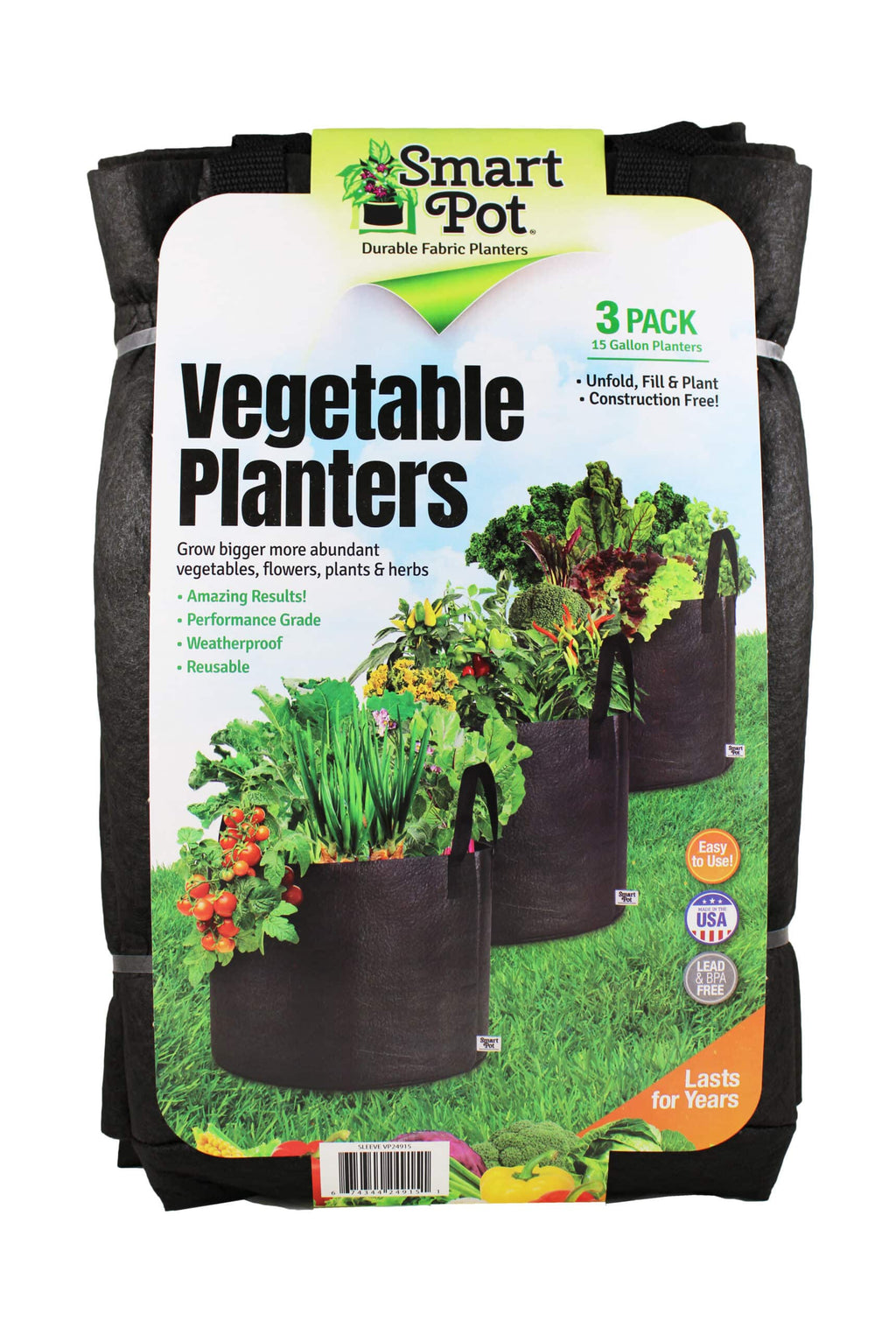 Smart Pot 15-Gallon Vegetable Planters (3 Pack) Black | Heirloom Boulevard