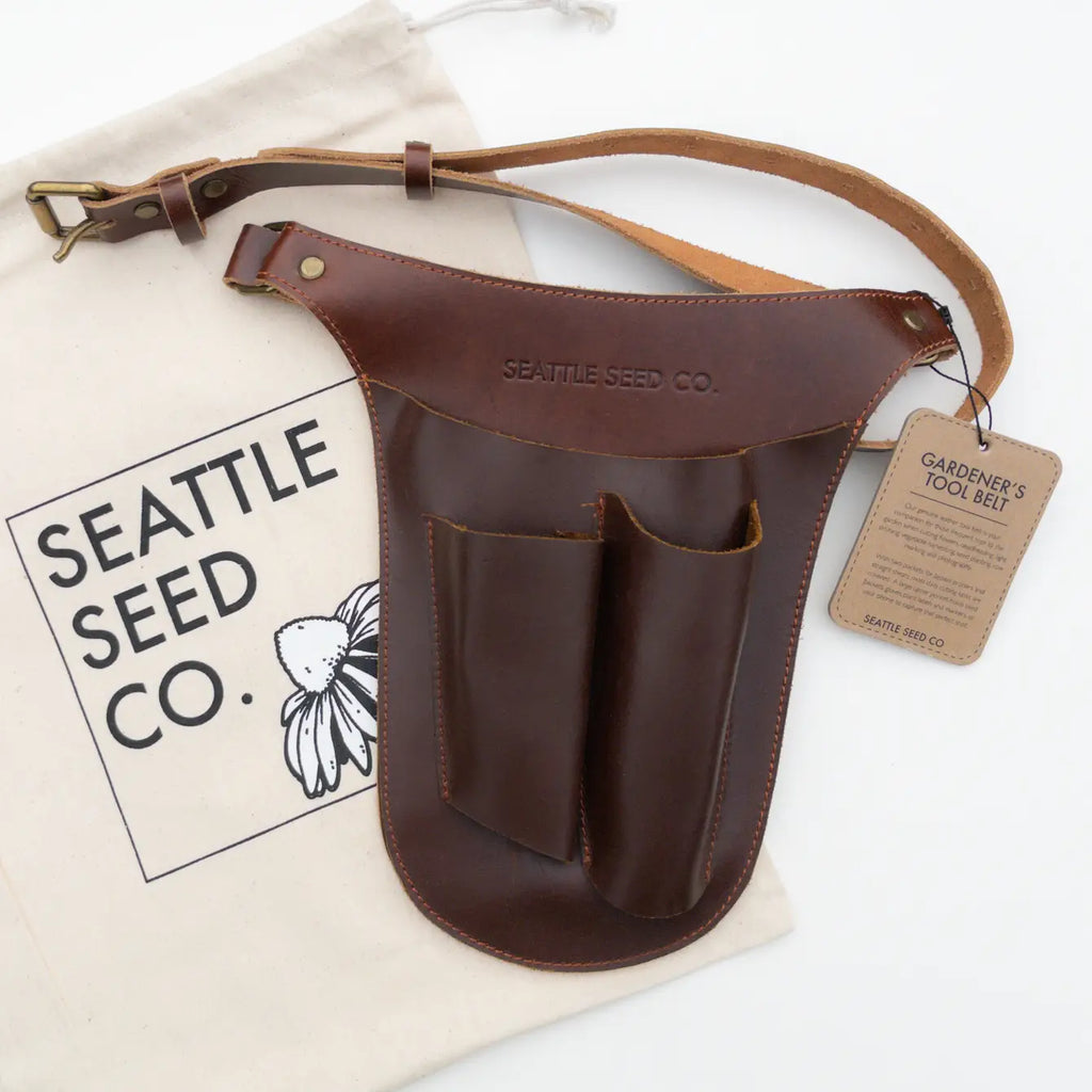 Seattle Seed Company Harvest Essentials Gardener's Tool Belt Genuine Leather | Heirloom Boulevard