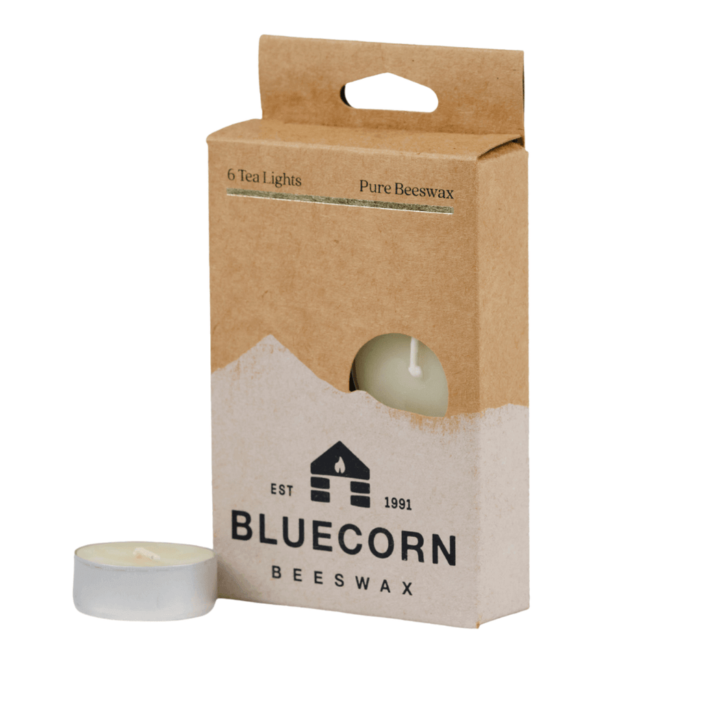 Bluecorn Candles Pure Beeswax Tea Light Candles 6-Pack Ivory Metal | Heirloom Boulevard